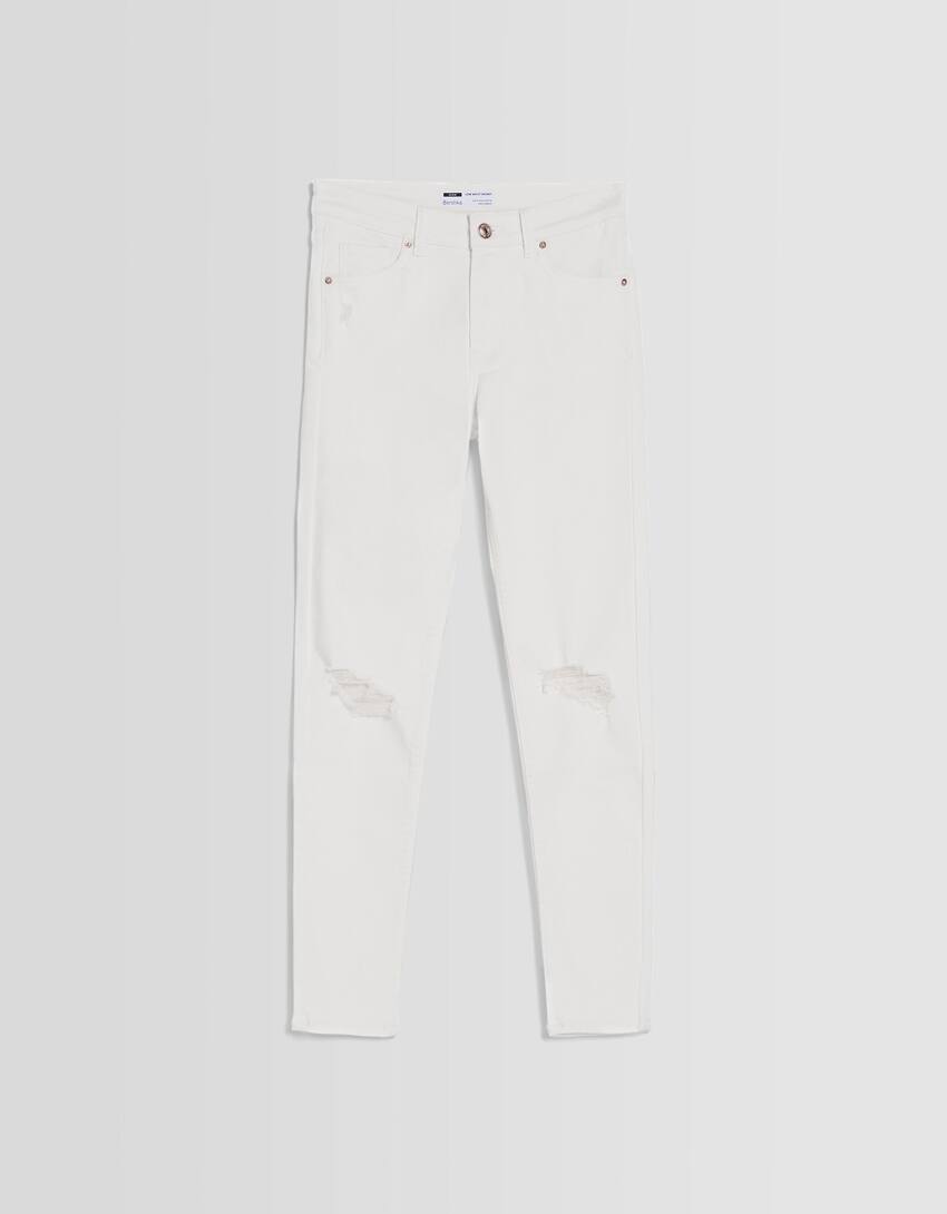 Low waist skinny vintage jeans-White-4