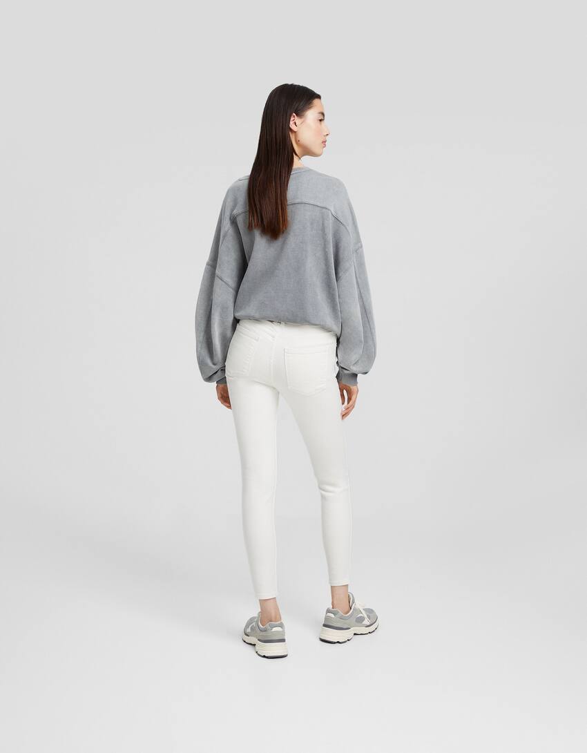 Low waist skinny vintage jeans-White-2