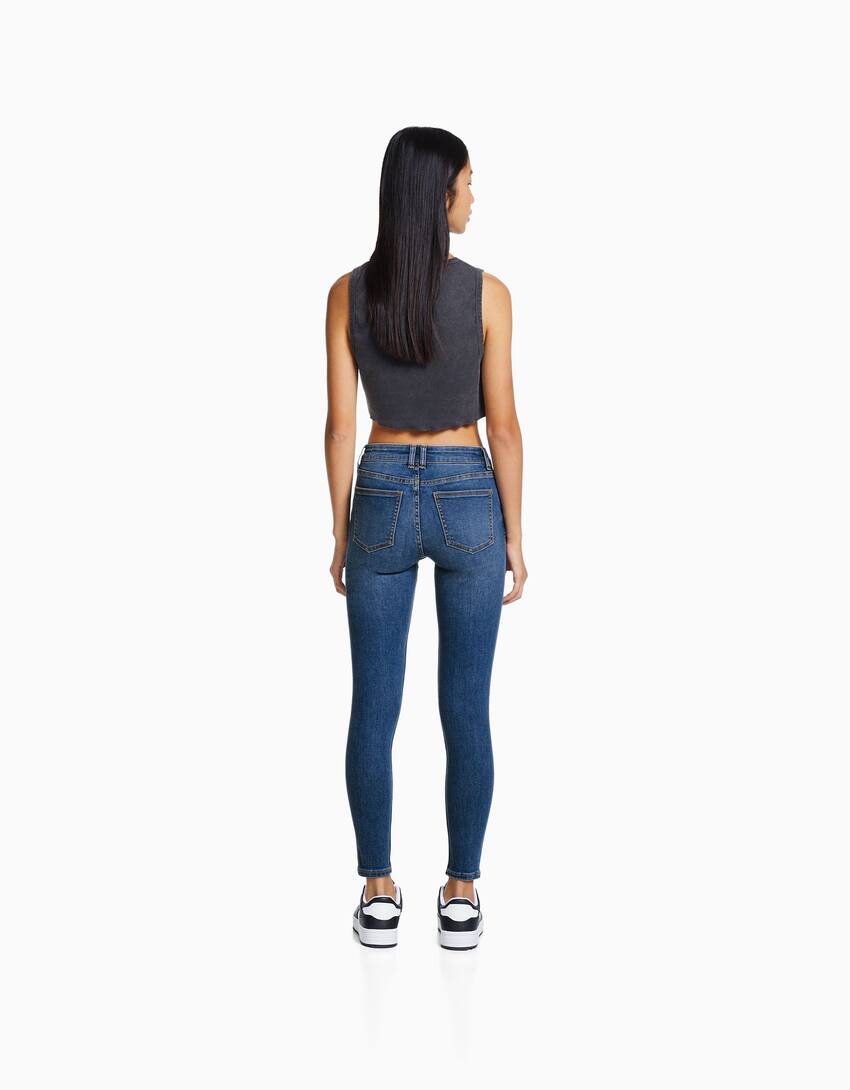 Low waist skinny vintage jeans-Blue-1