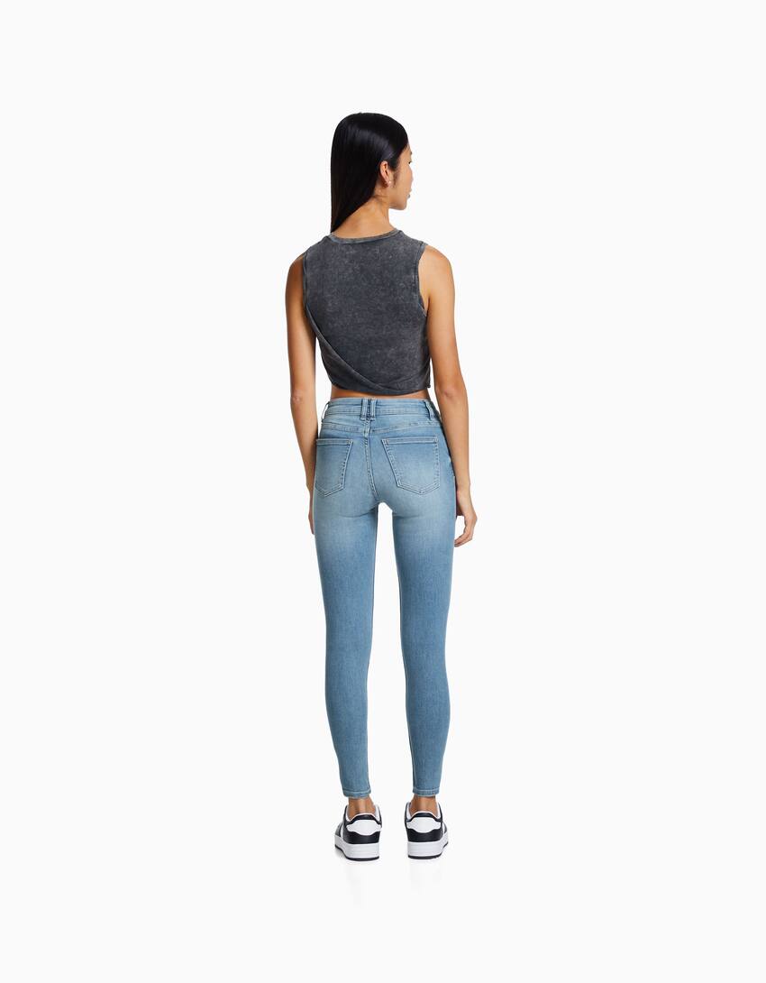 Low waist skinny vintage jeans-Light blue-1