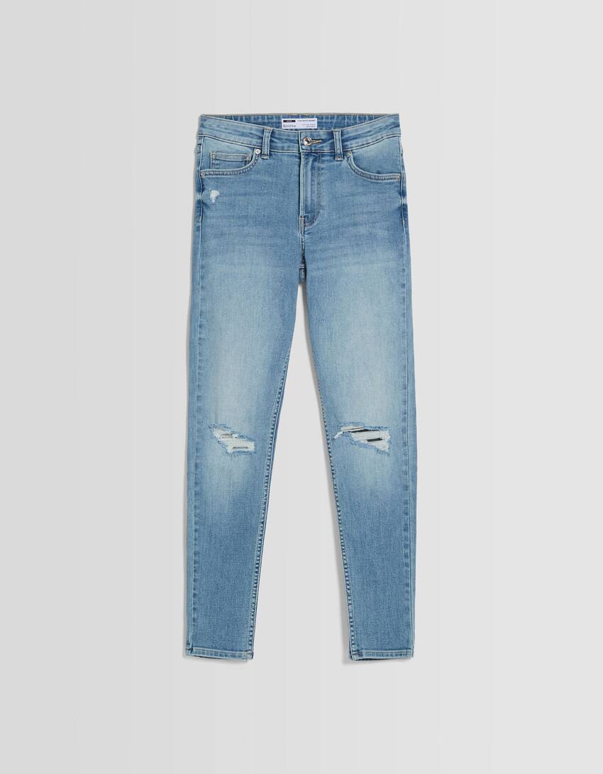 Low waist skinny vintage jeans-Light blue-4