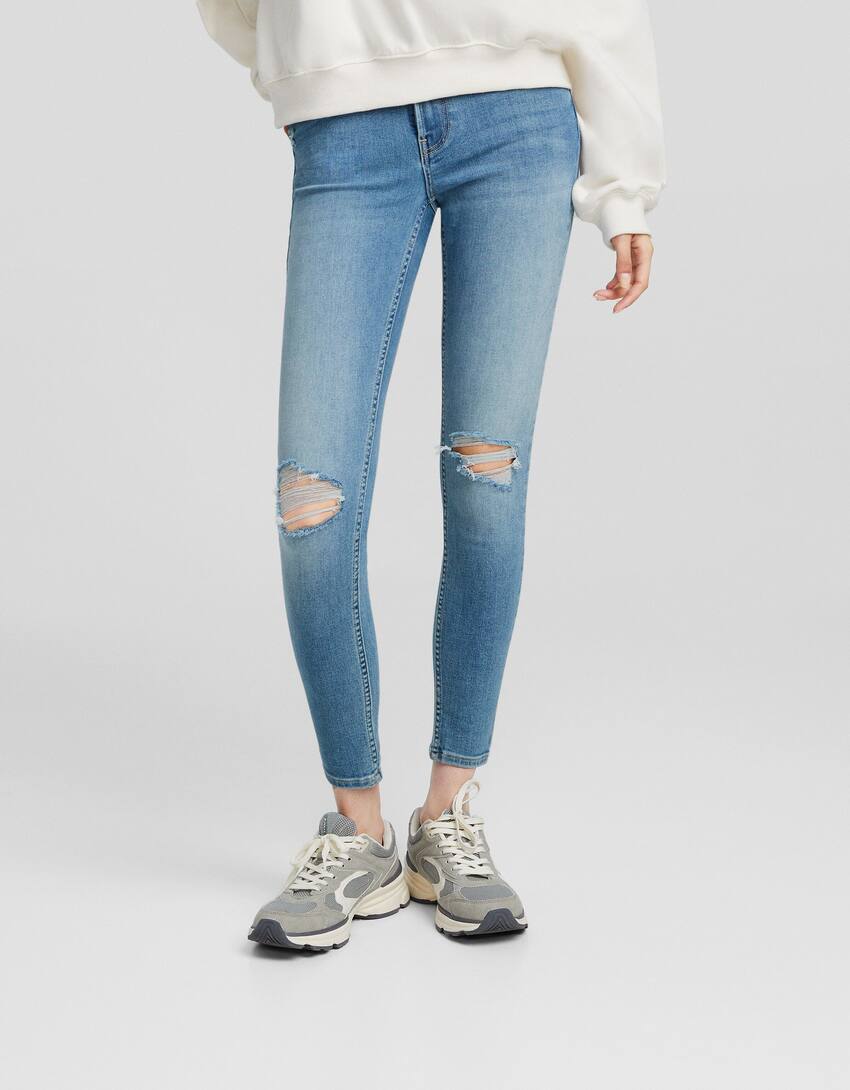 Low waist skinny vintage jeans-Light blue-1