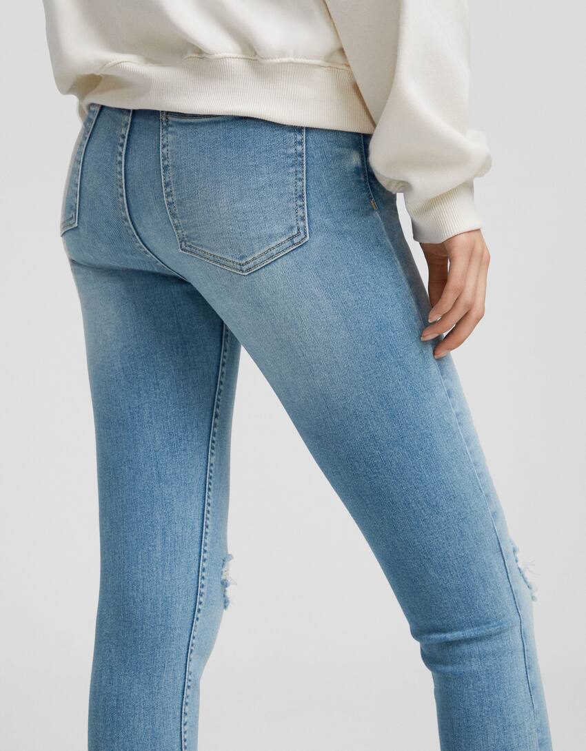 Low waist skinny vintage jeans-Light blue-3