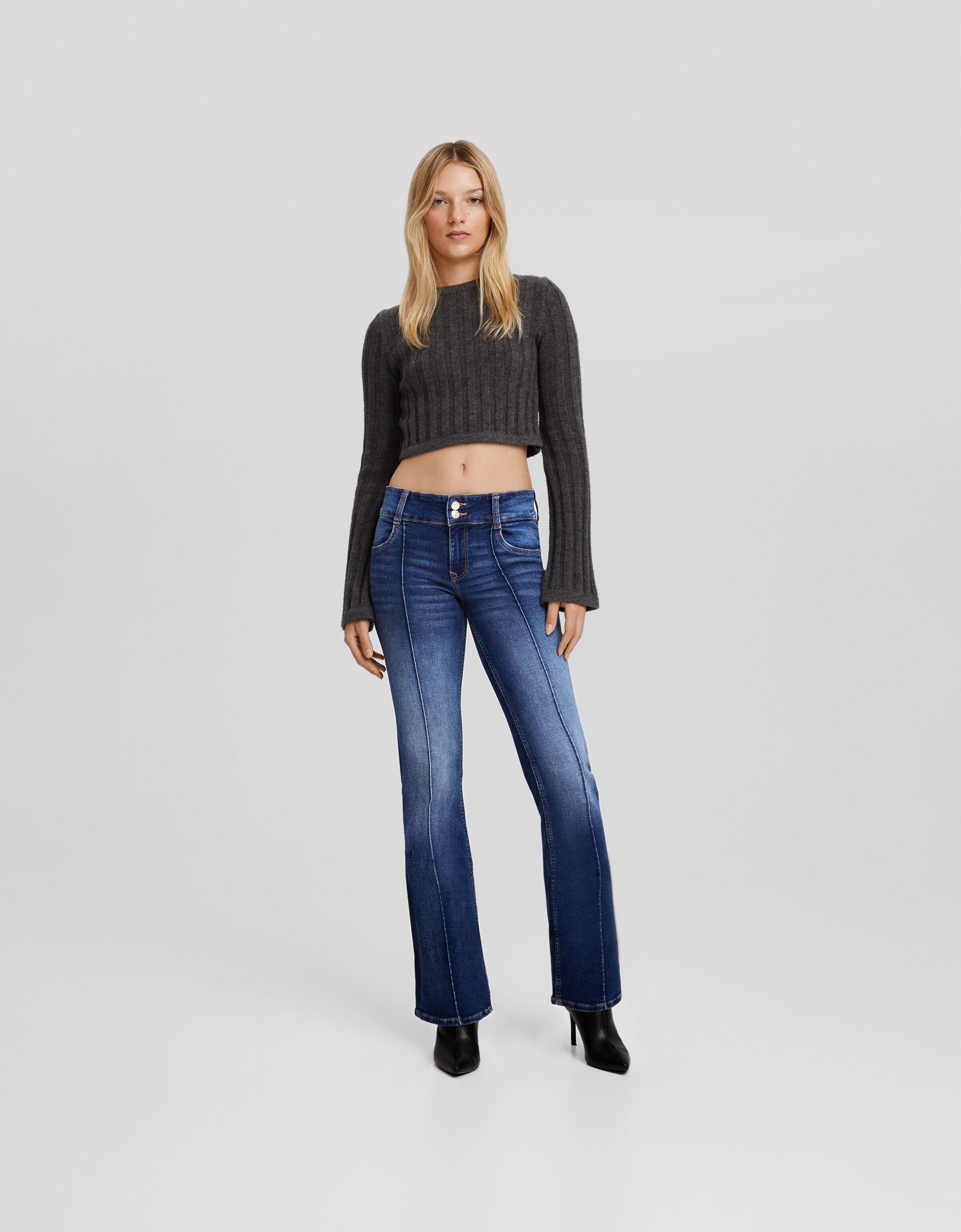 Low waist boot-cut jeans - Pants - BSK Teen | Bershka