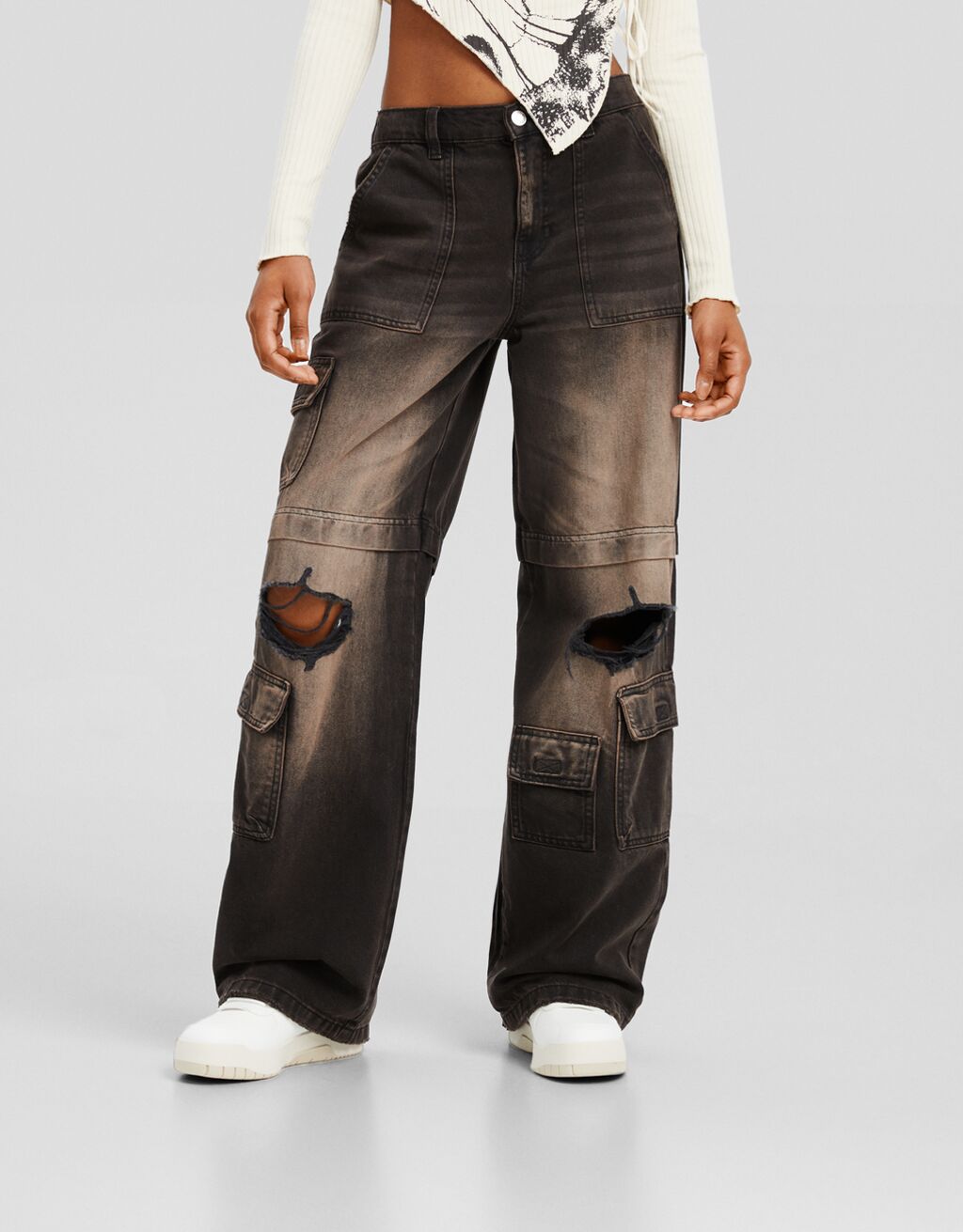 Ripped hotsell cargo trousers