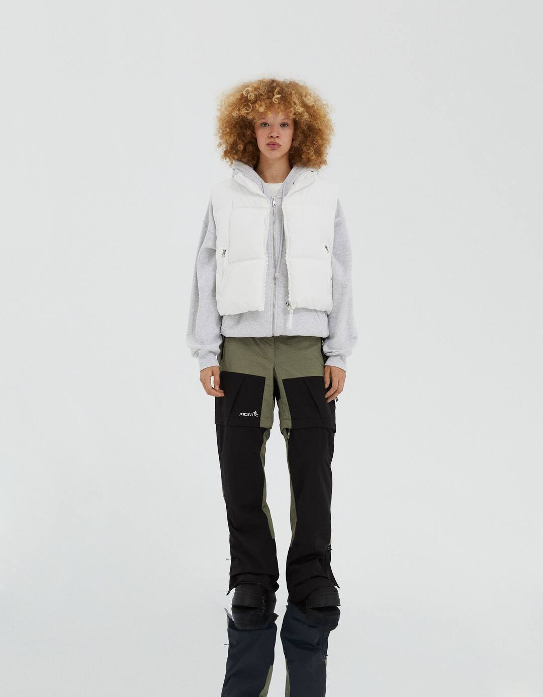 Colour block technical nylon trousers