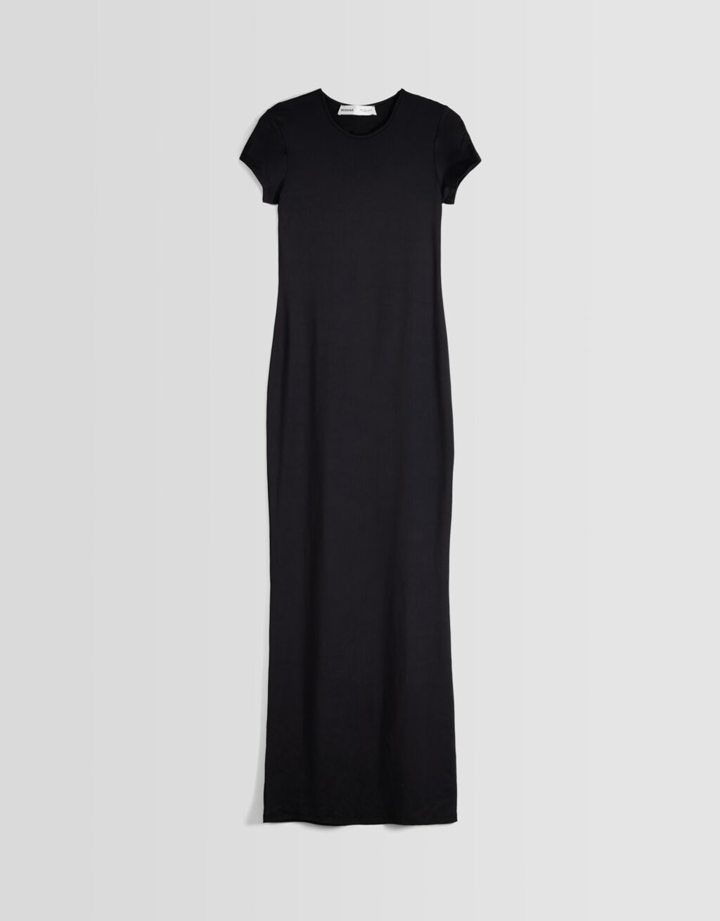 Short sleeve long dress-Black-4