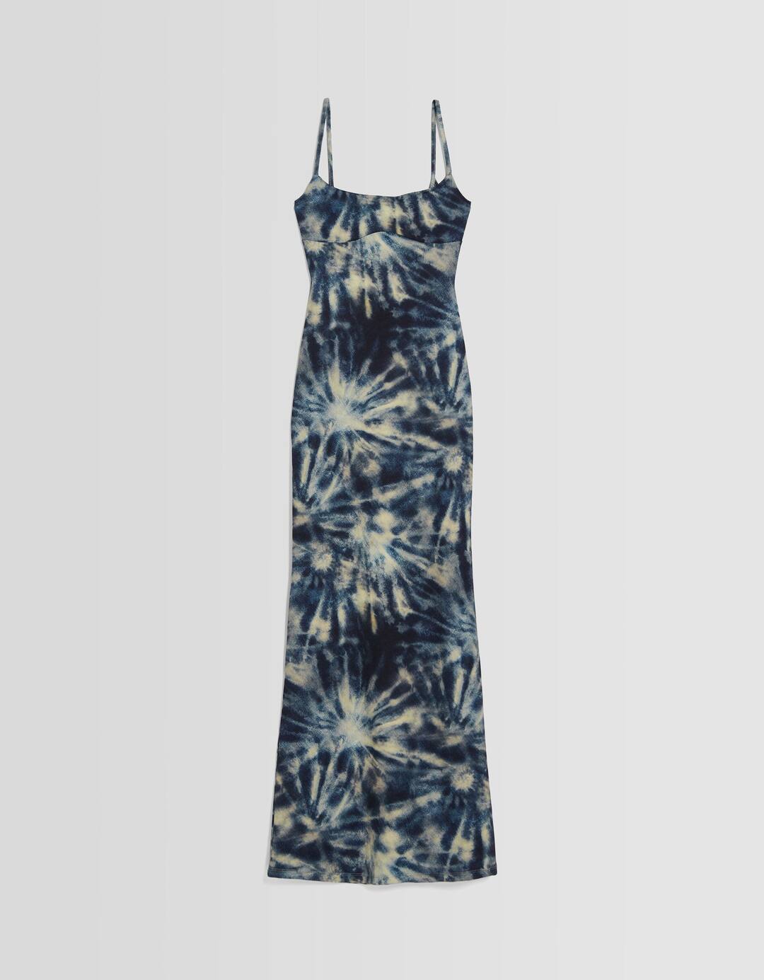 Long dress with tie dye effect and straps