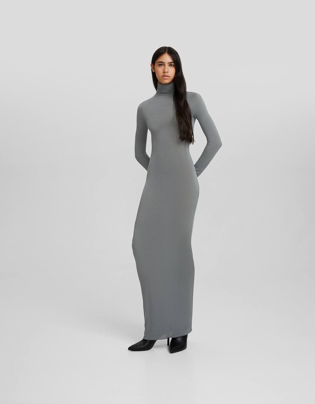 Long high neck long sleeve dress