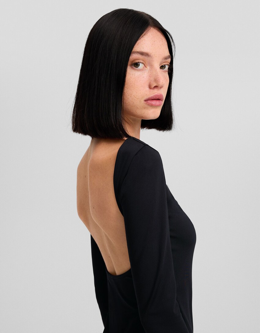 Minijurk met lange mouw BSK Teen Bershka