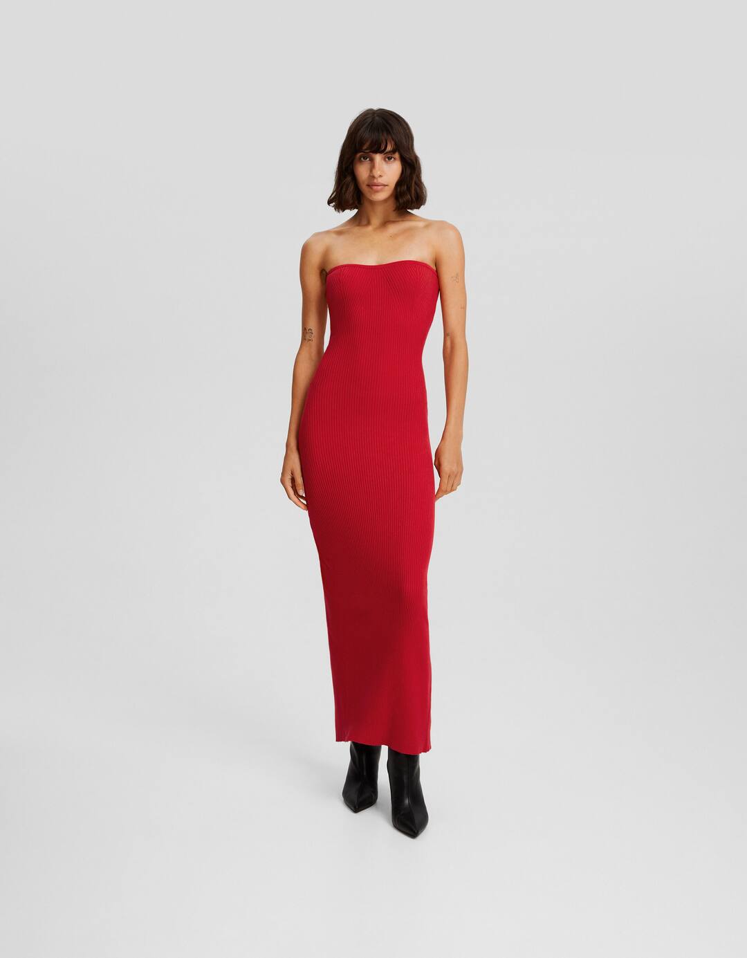 Bandeau neckline midi dress