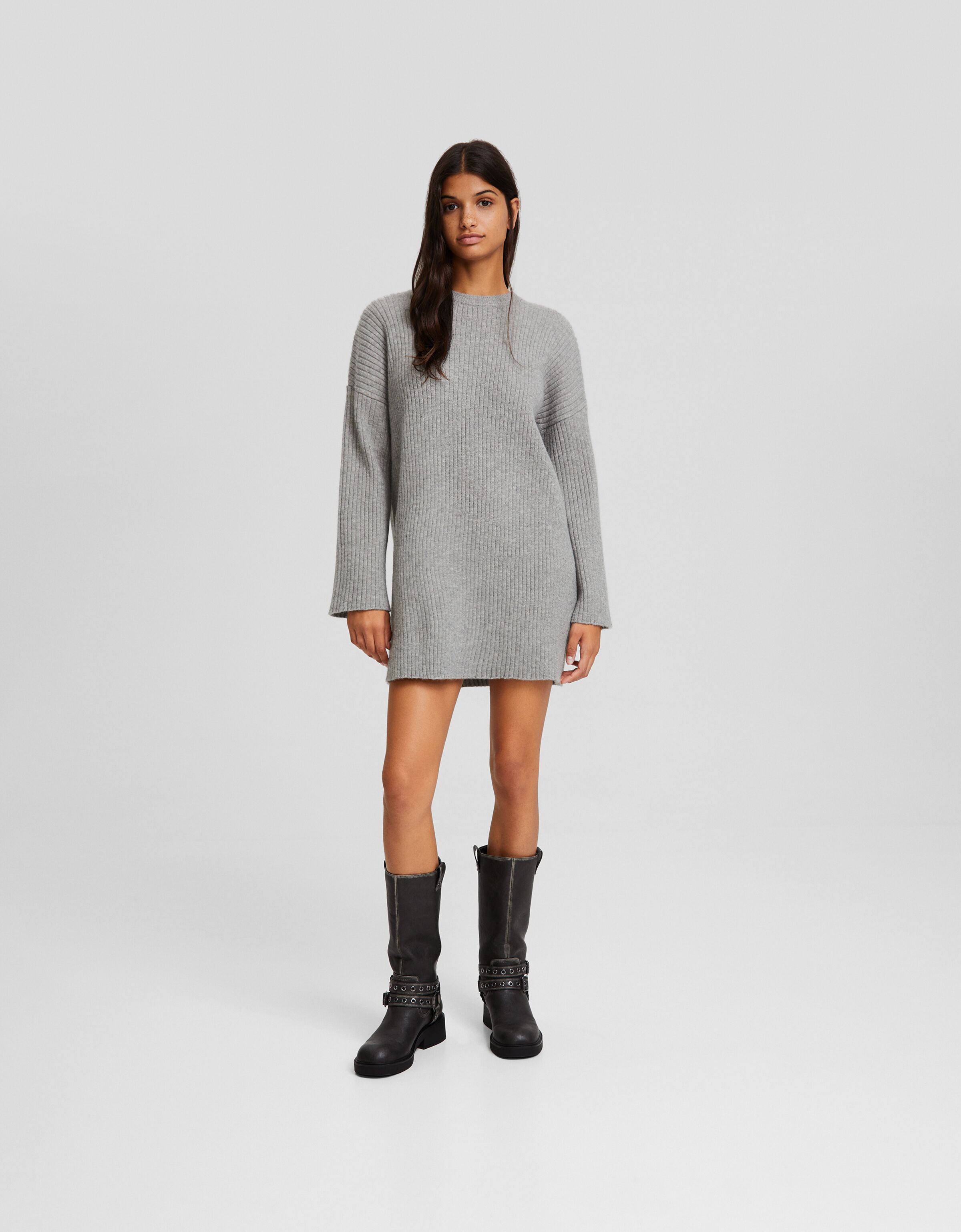 Knit long sleeve mini dress Favourites BSK Teen Bershka