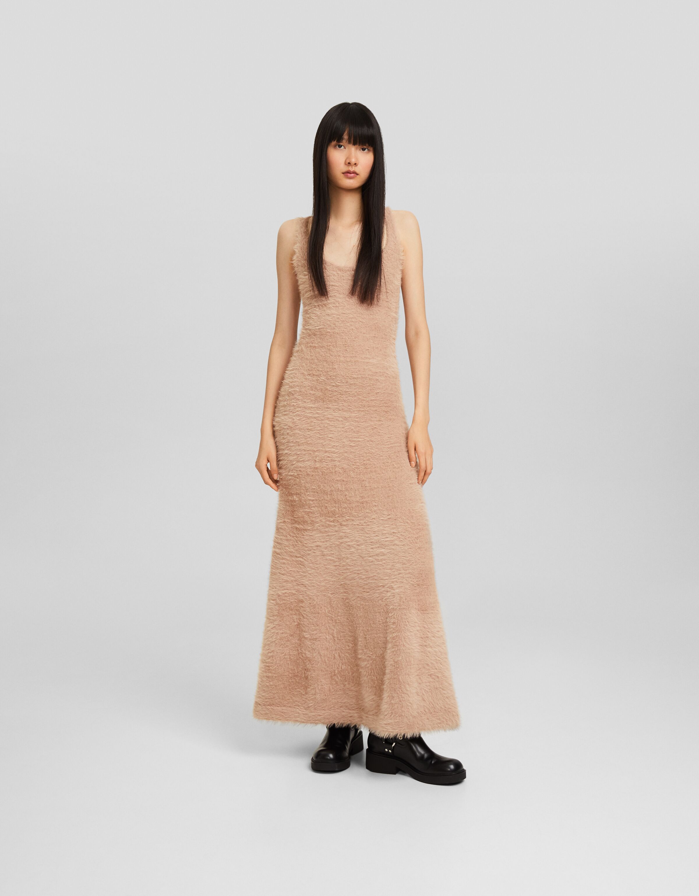 Strappy knit midi outlet dress