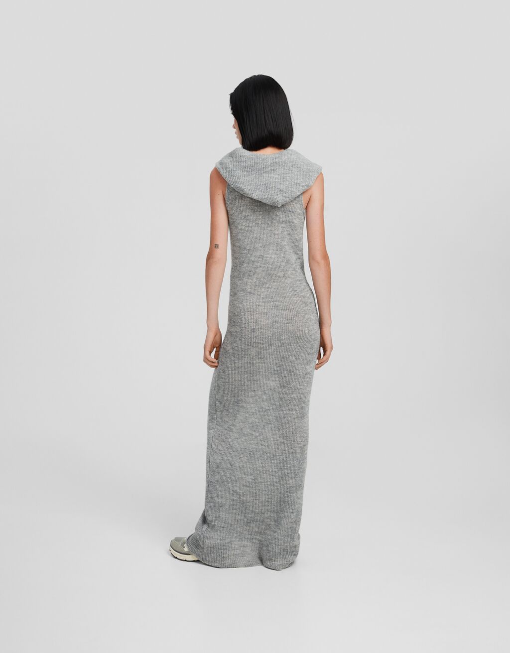 Knit midi dress with hood Women Bershka