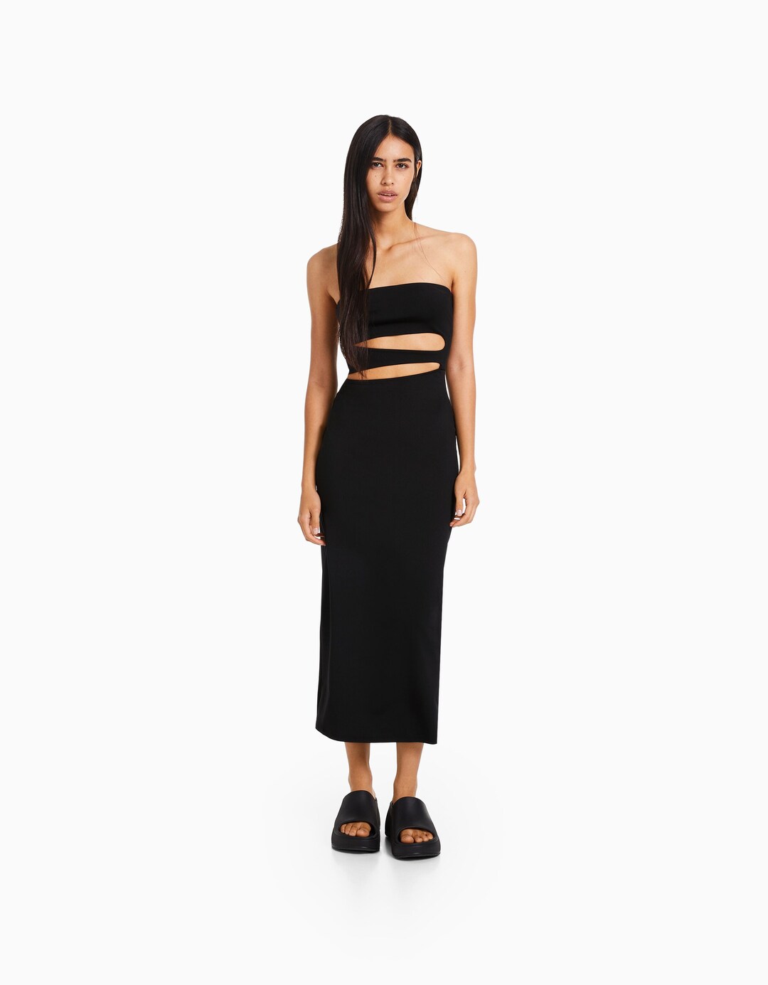 Vestido midi bandeau cut out