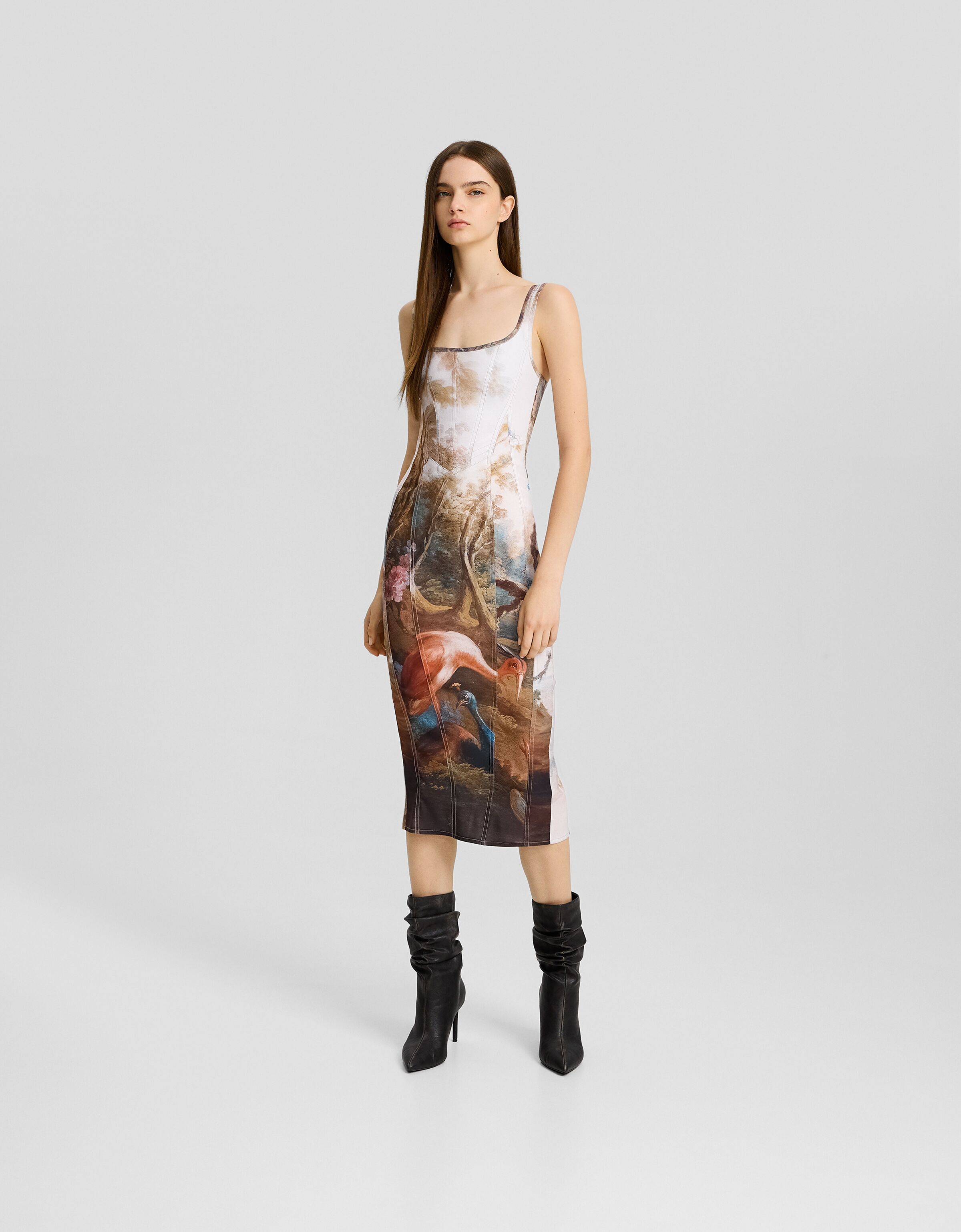 Midi dress bershka clearance