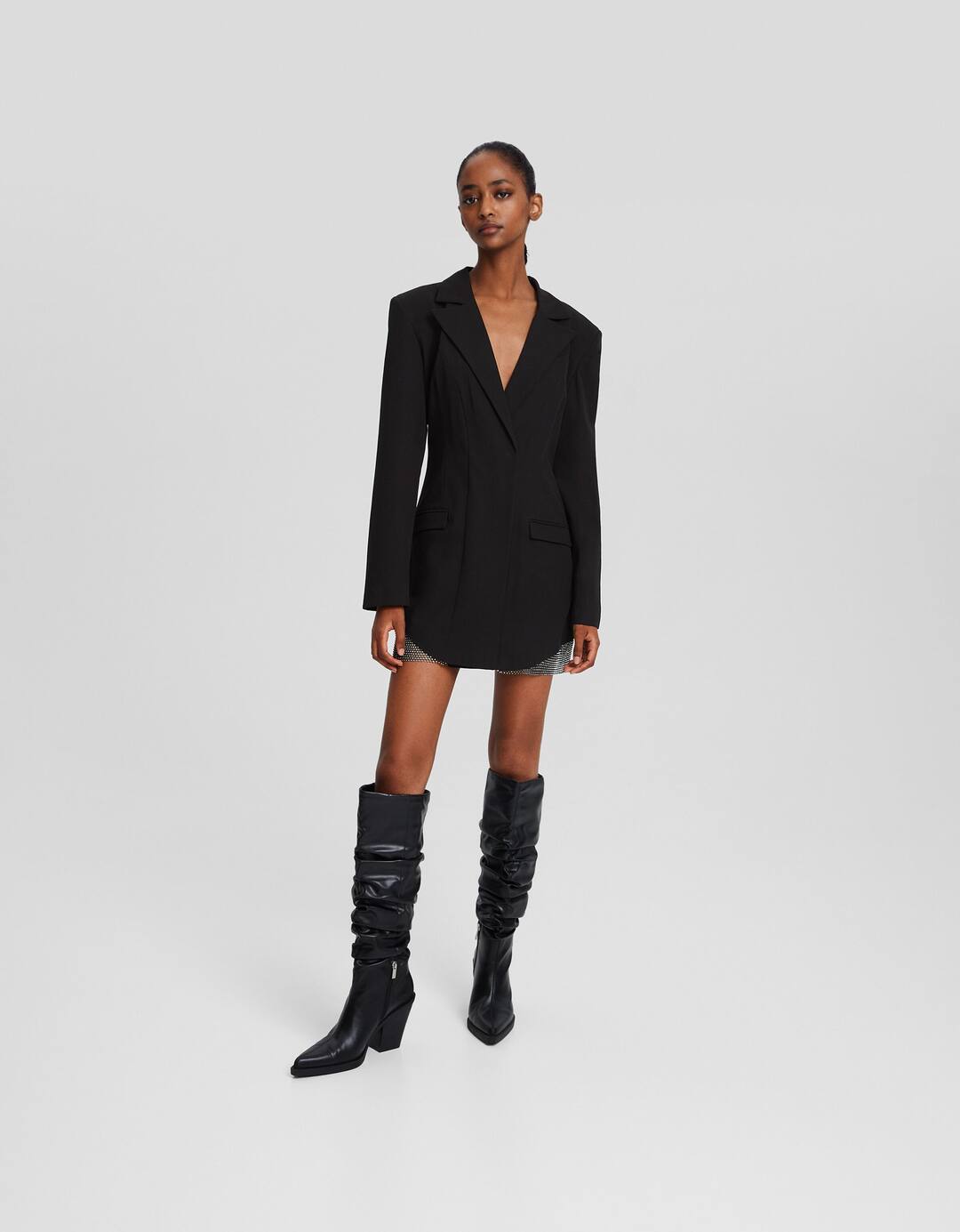 Tailored long sleeve rhinestone mini dress
