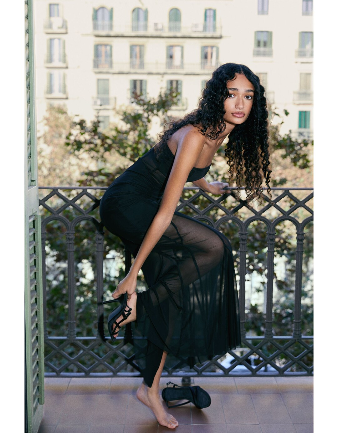 Vestido largo bandeau tul