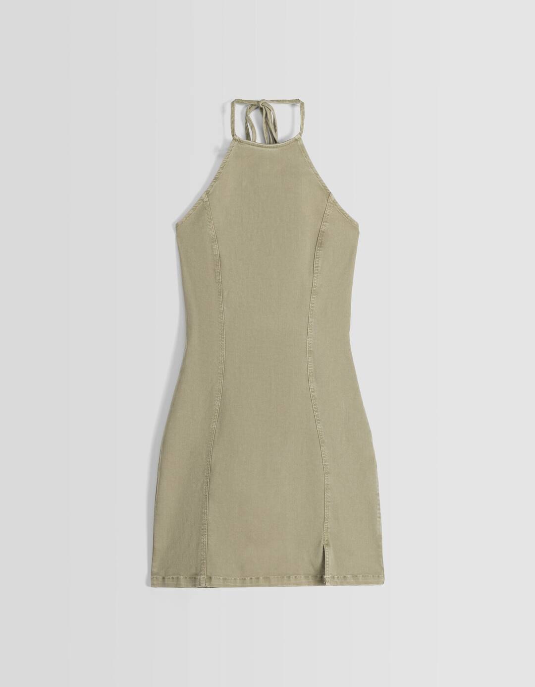 Vestido mini halter sarga efecto lavado