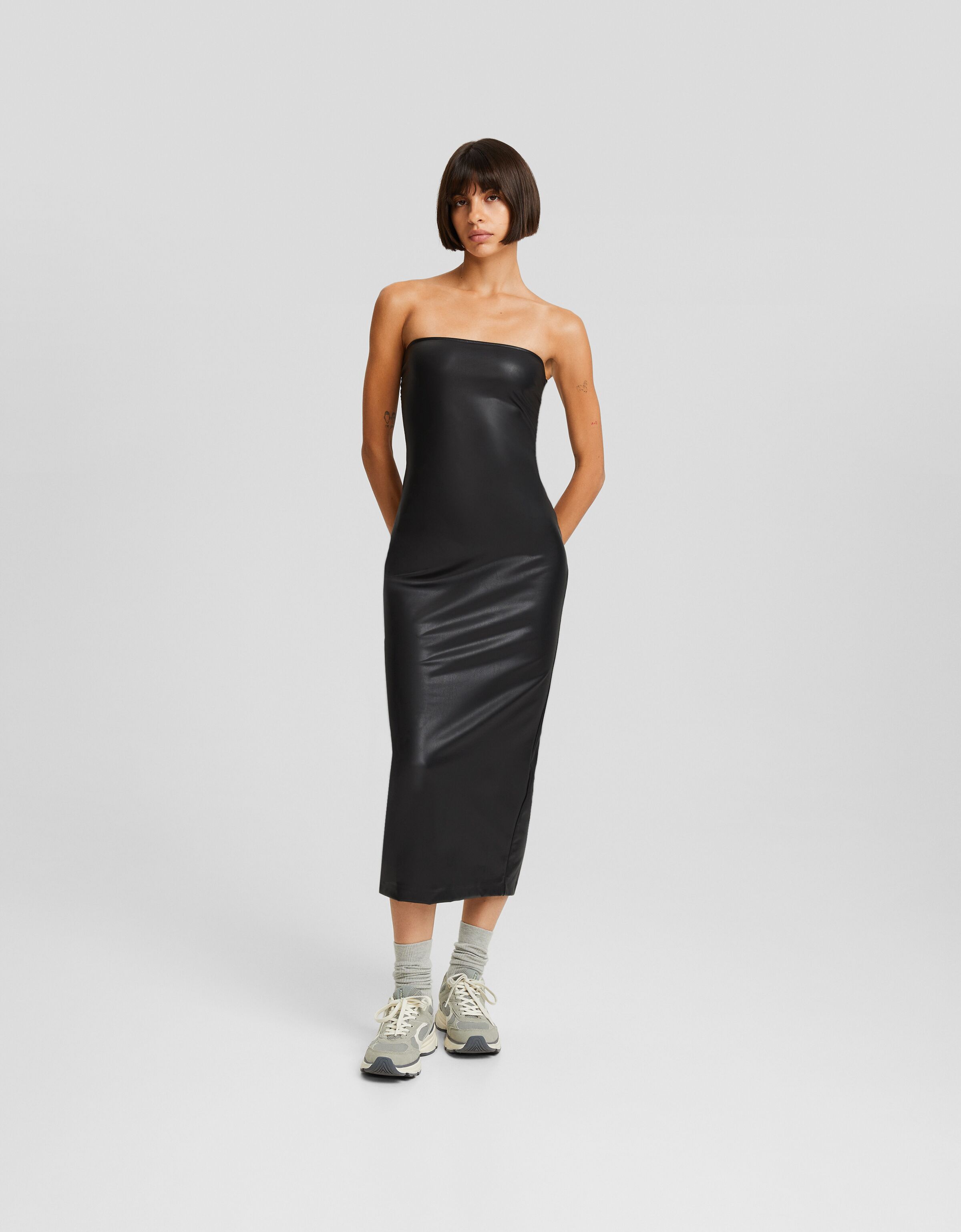 Bershka top leather dress