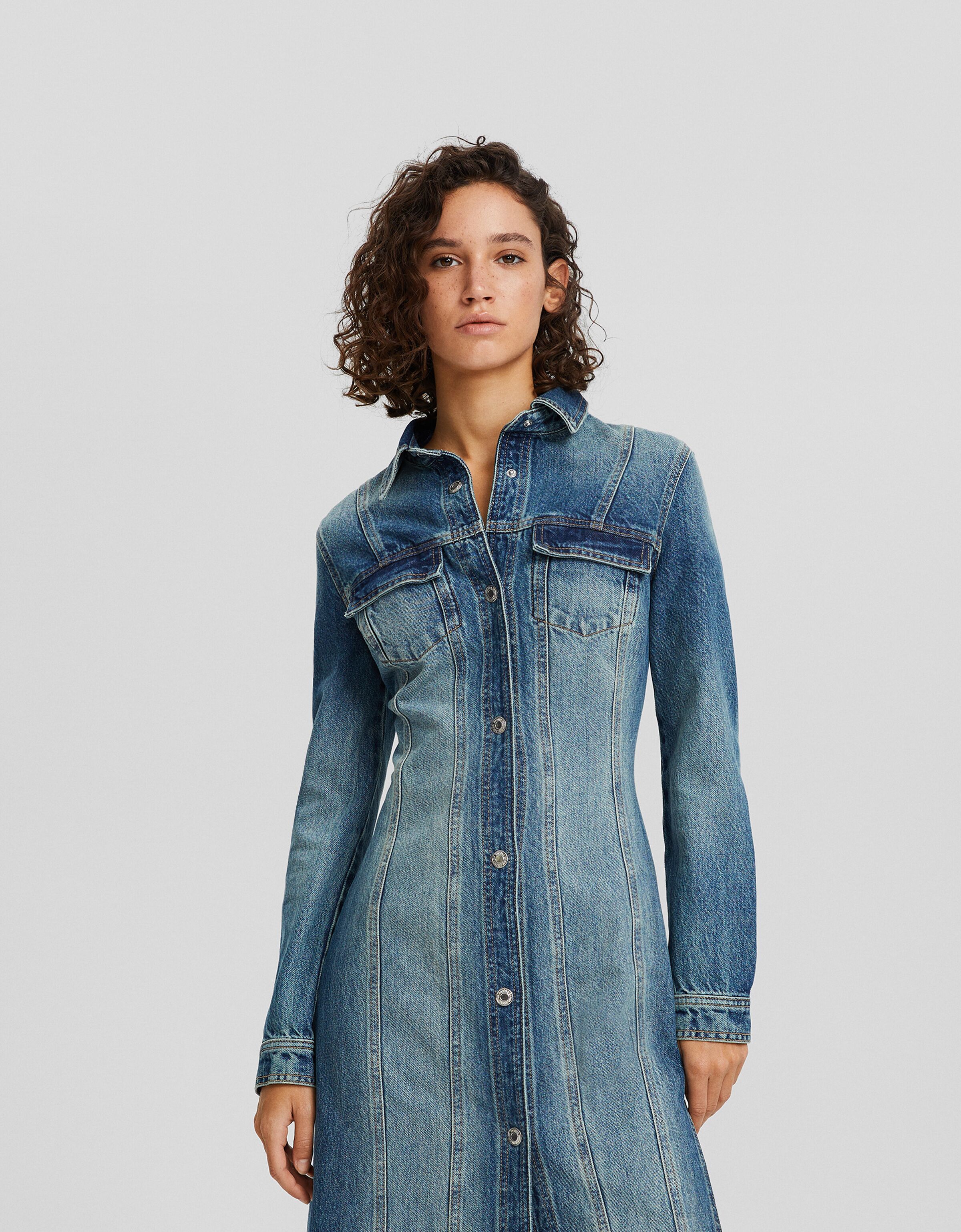 Denim button store up shirt dress