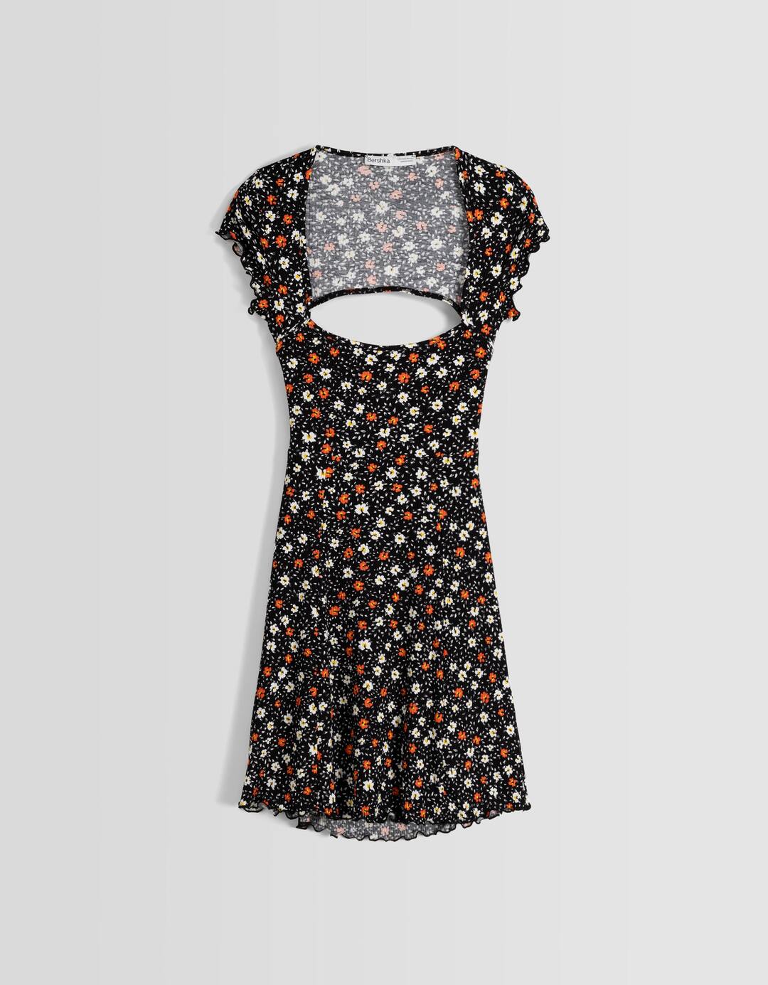 Vestido mini manga corta print floral