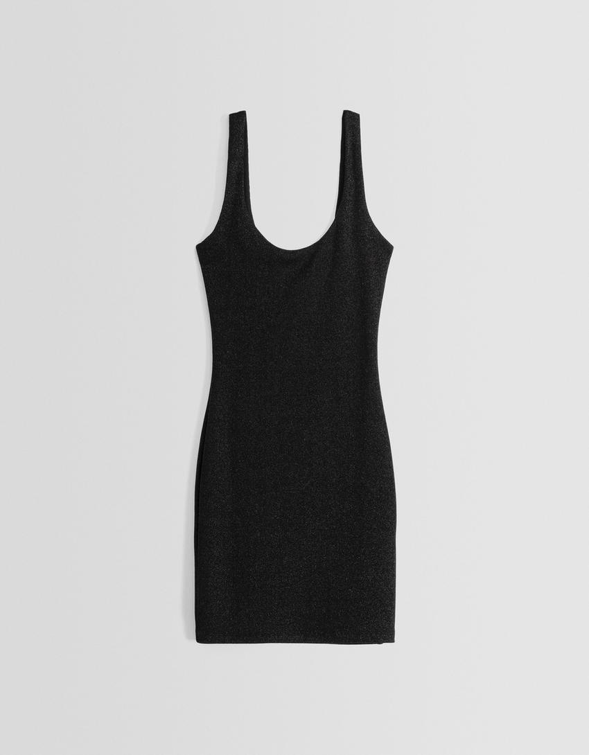 Mini-robe bretelles scintillante-Noir-4