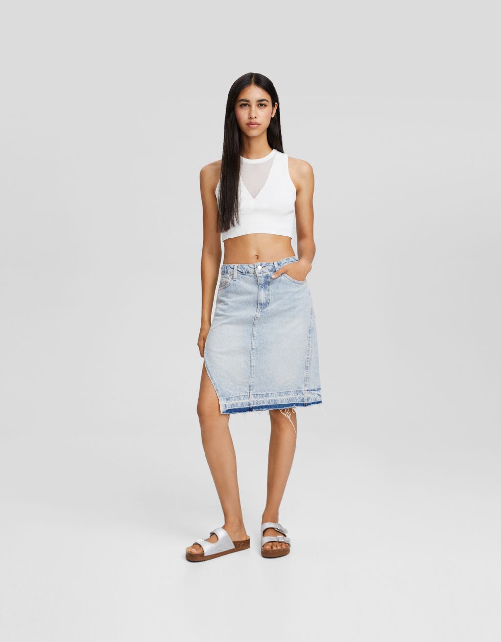 Bershka hot sale denim skirt