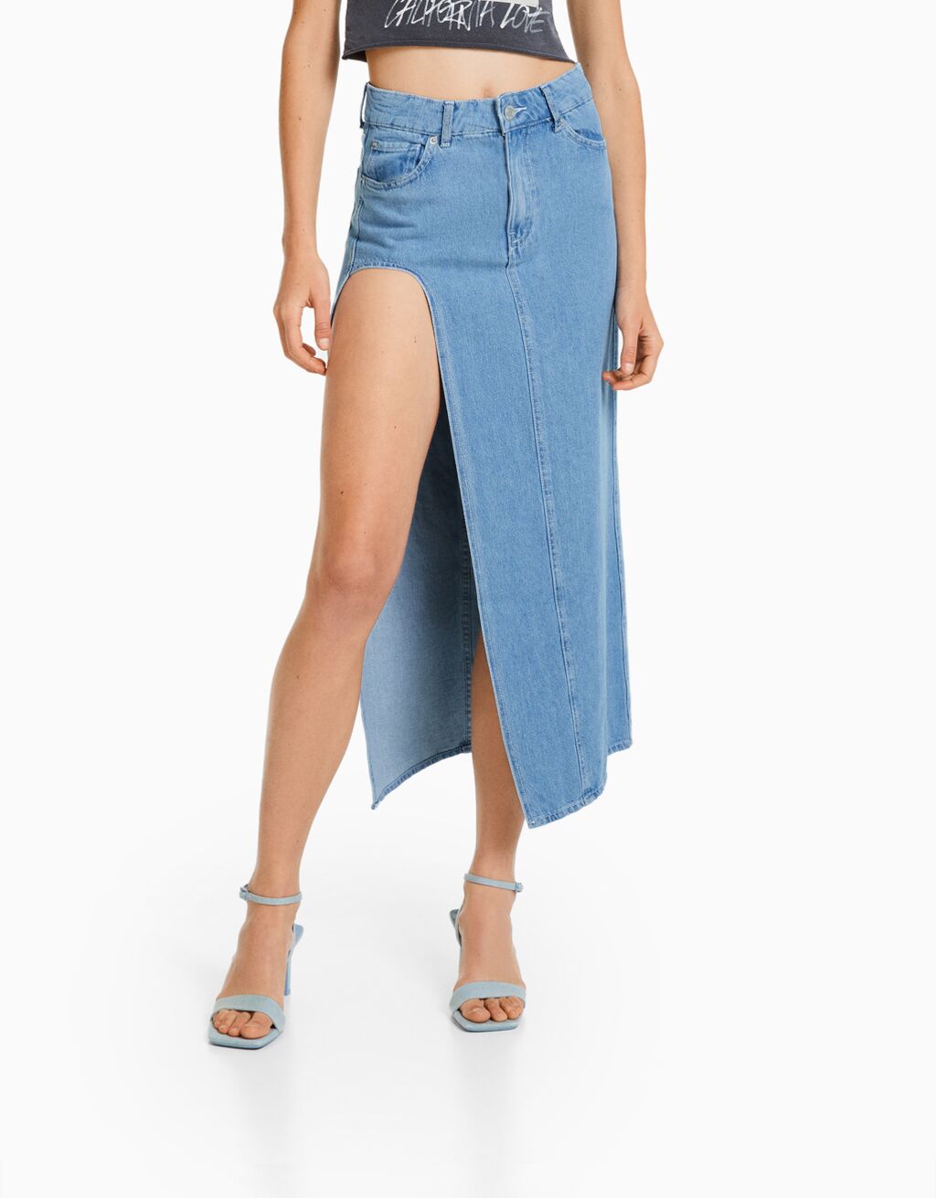 Long denim skirt Women Bershka