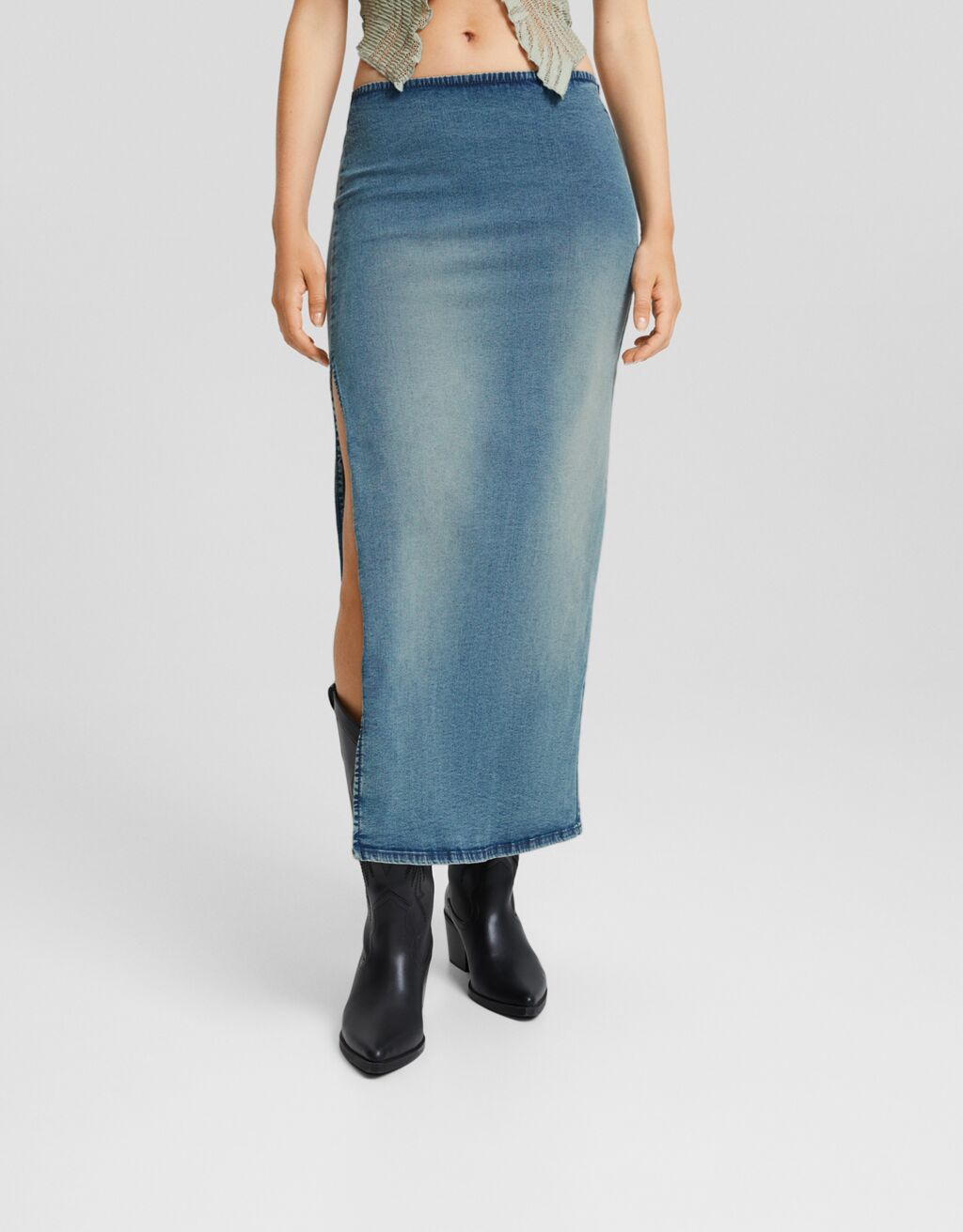 Bershka green midi skirt discount