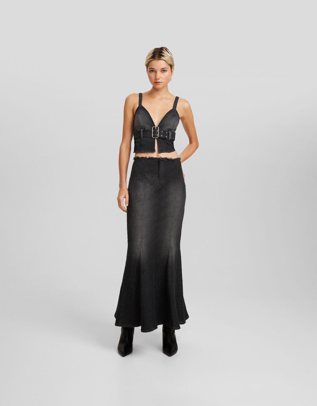 Denim skirt bershka cheap