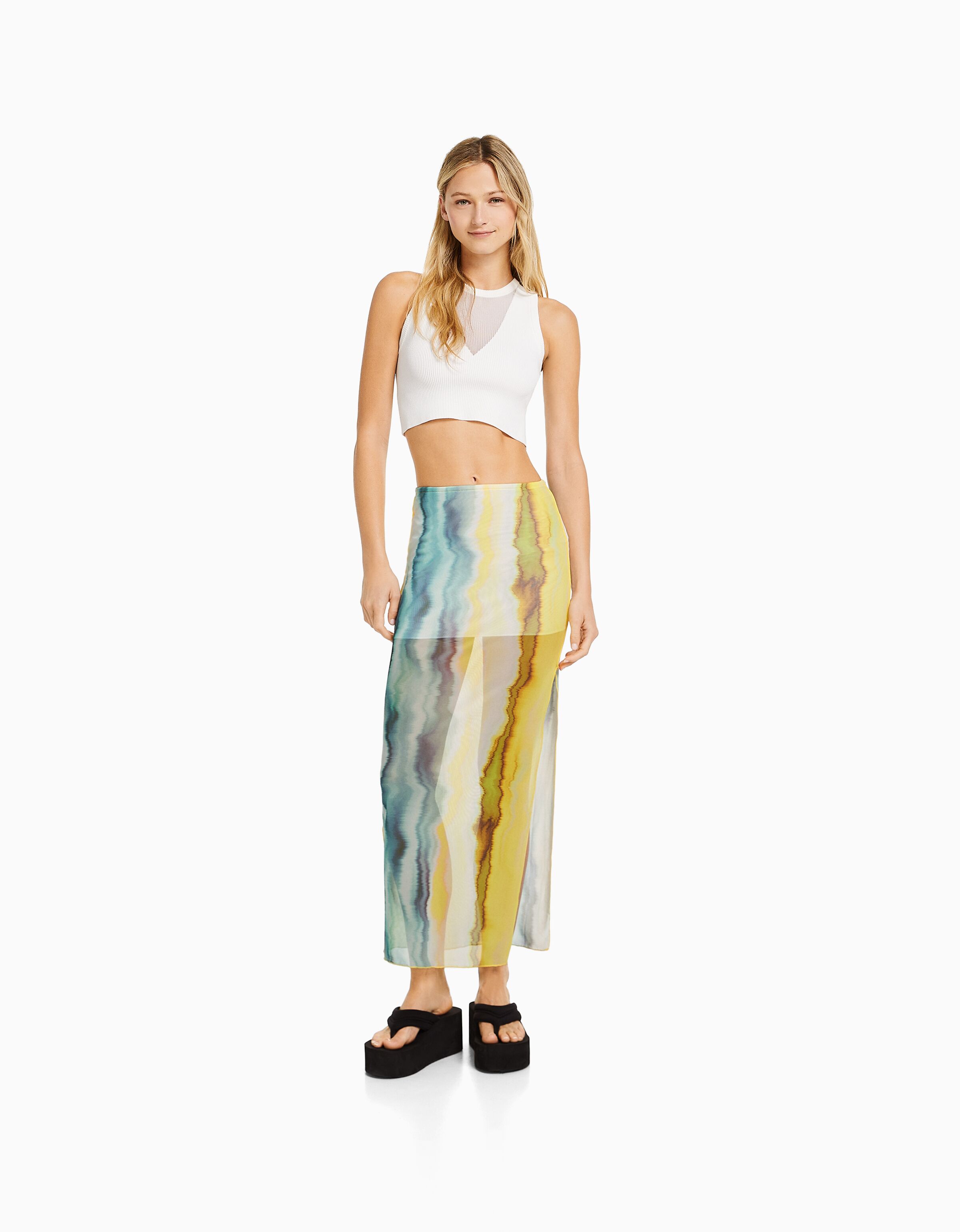 Falda midi tul tie dye bershkastyle Mujer Bershka