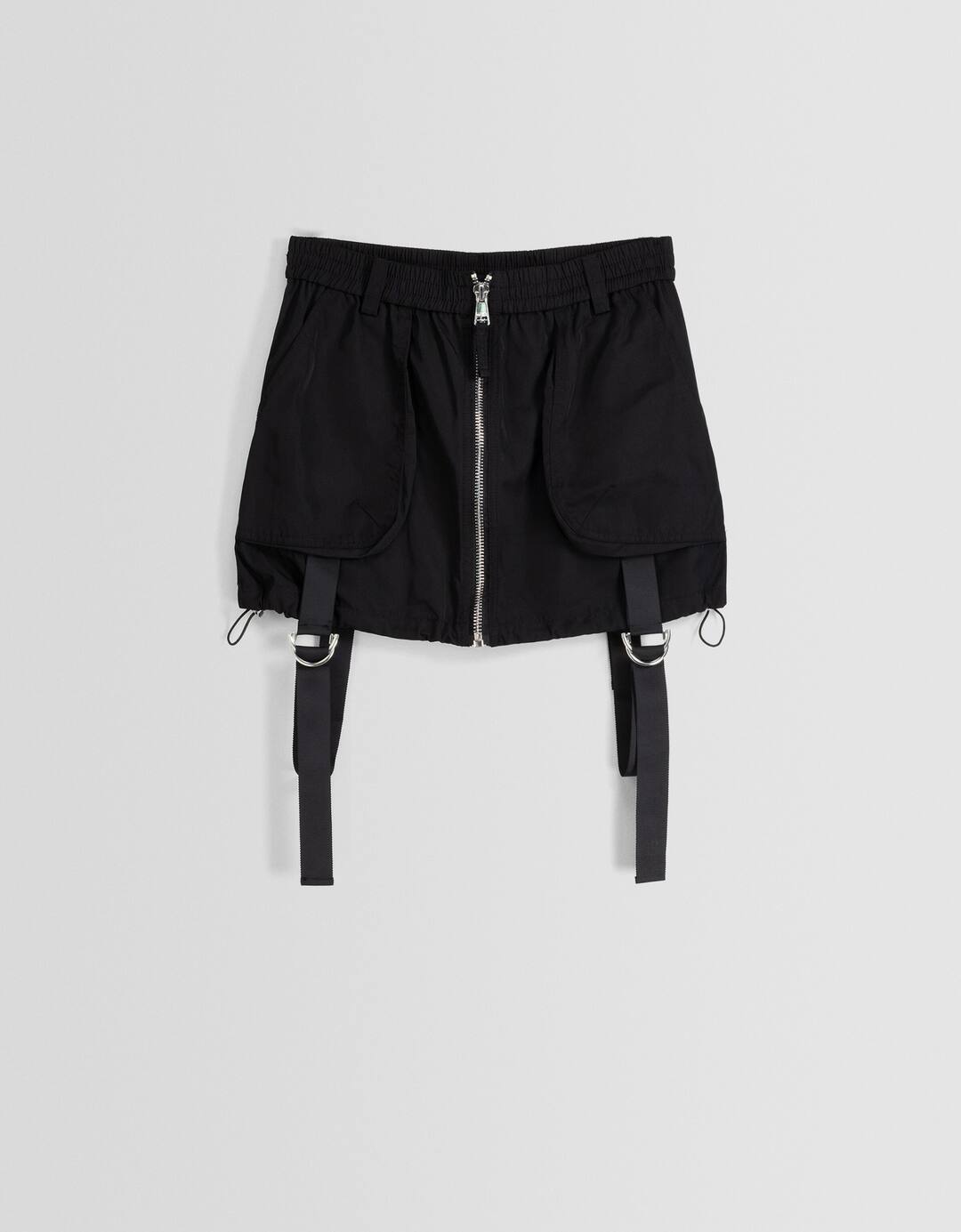 Strappy technical mini skirt with zip