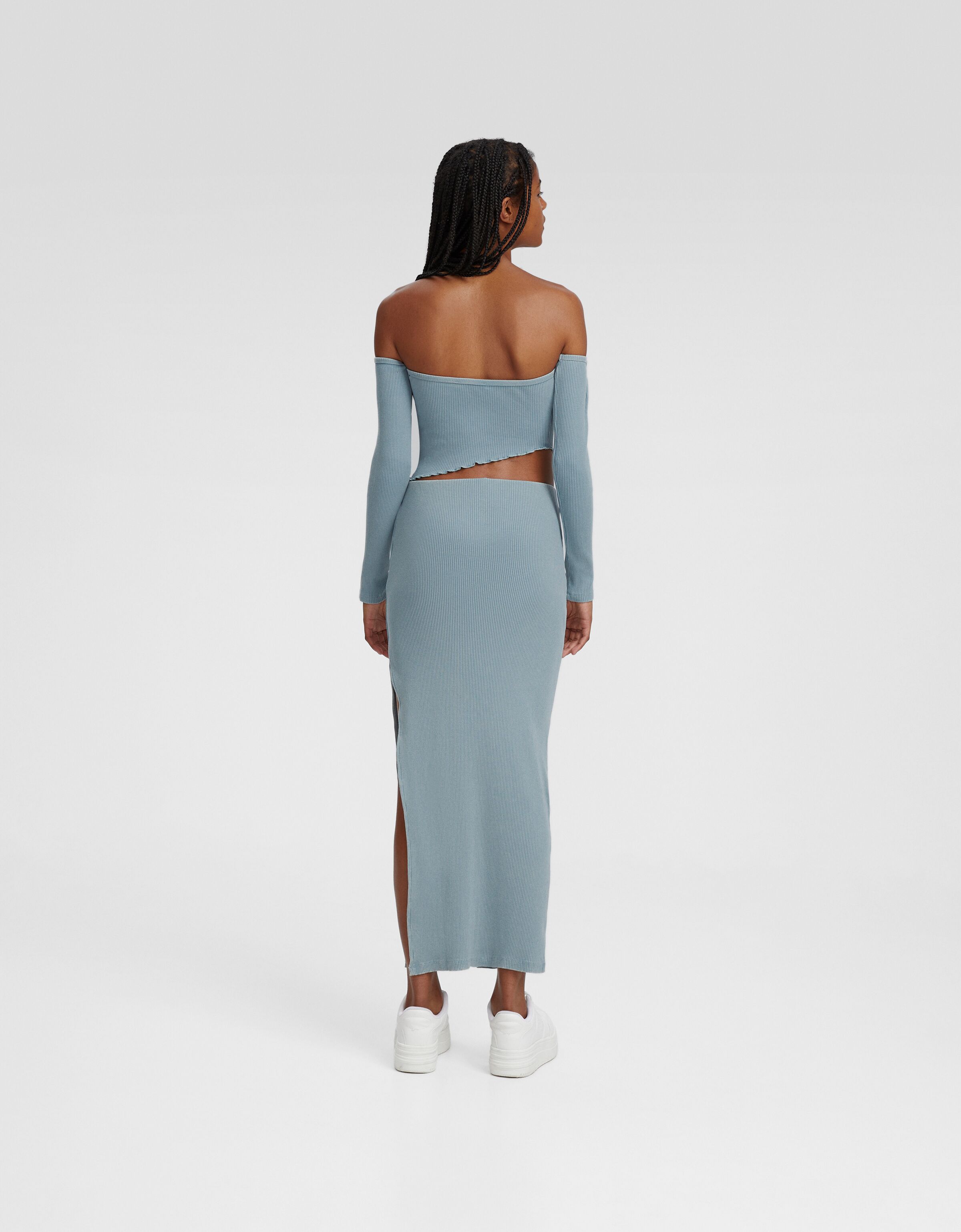 Bershka green hot sale midi skirt