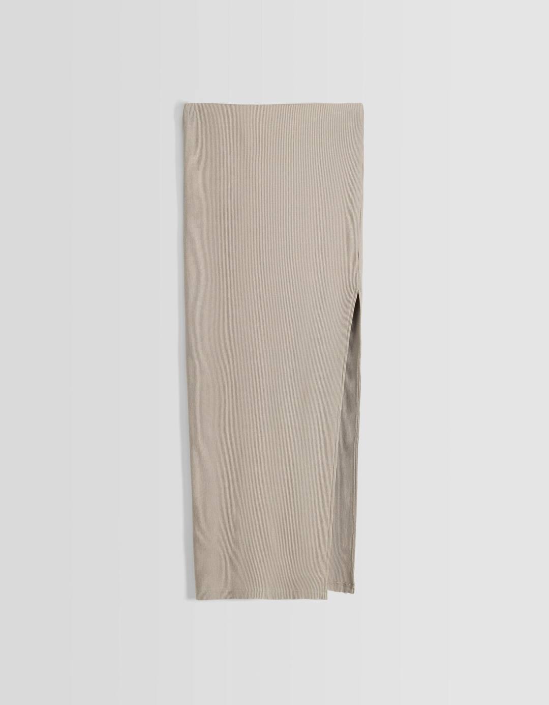 Falda midi rib efecto lavado