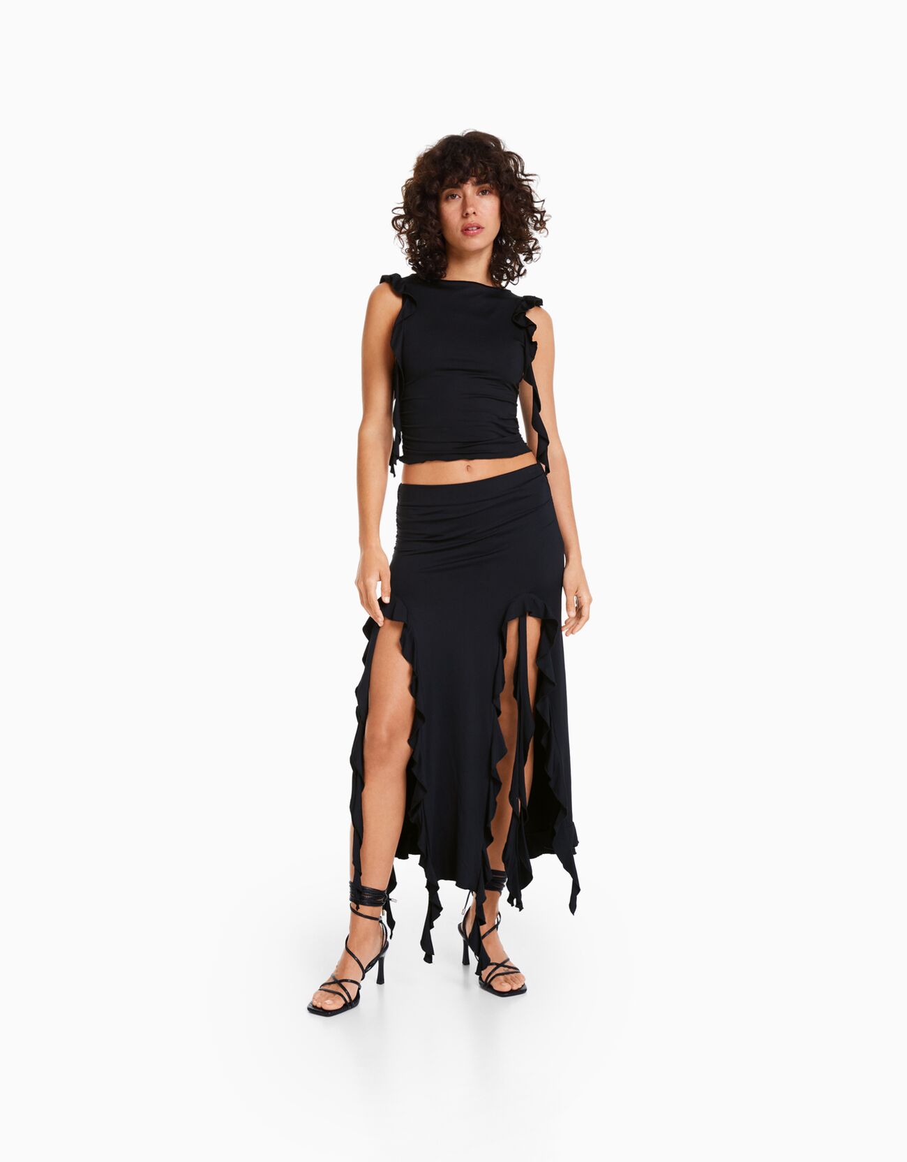 Bershka green midi skirt store