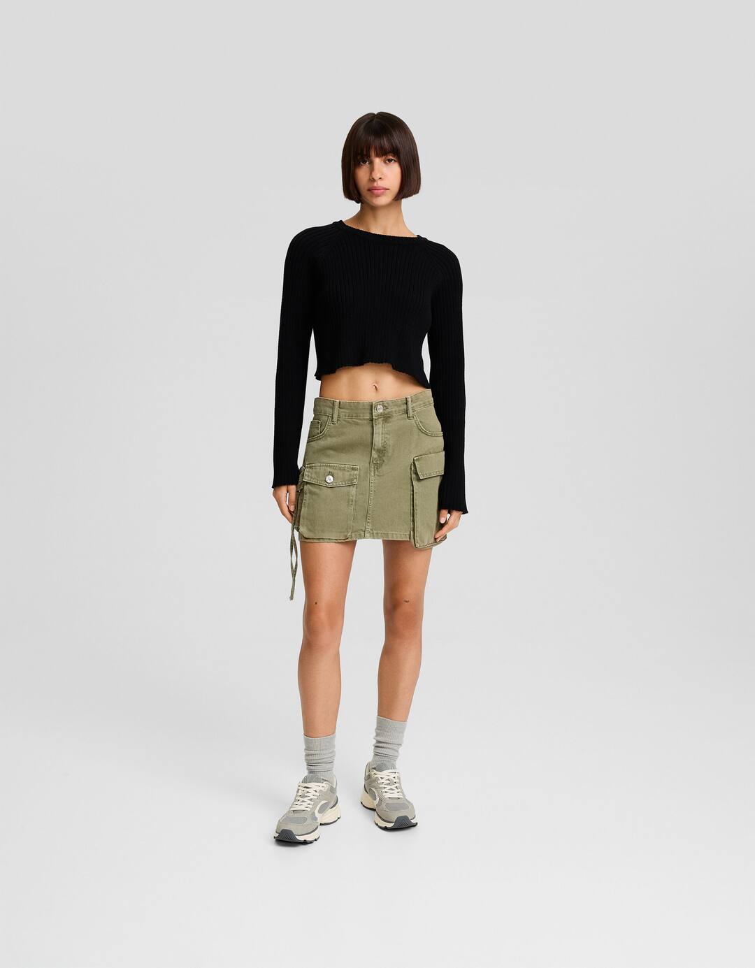 Falda mini sarga multipocket