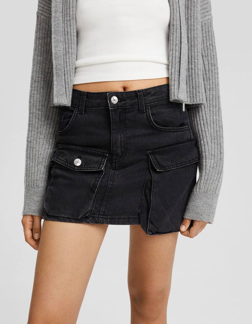 Multi-pocket twill mini skirt - BSK Teen | Bershka