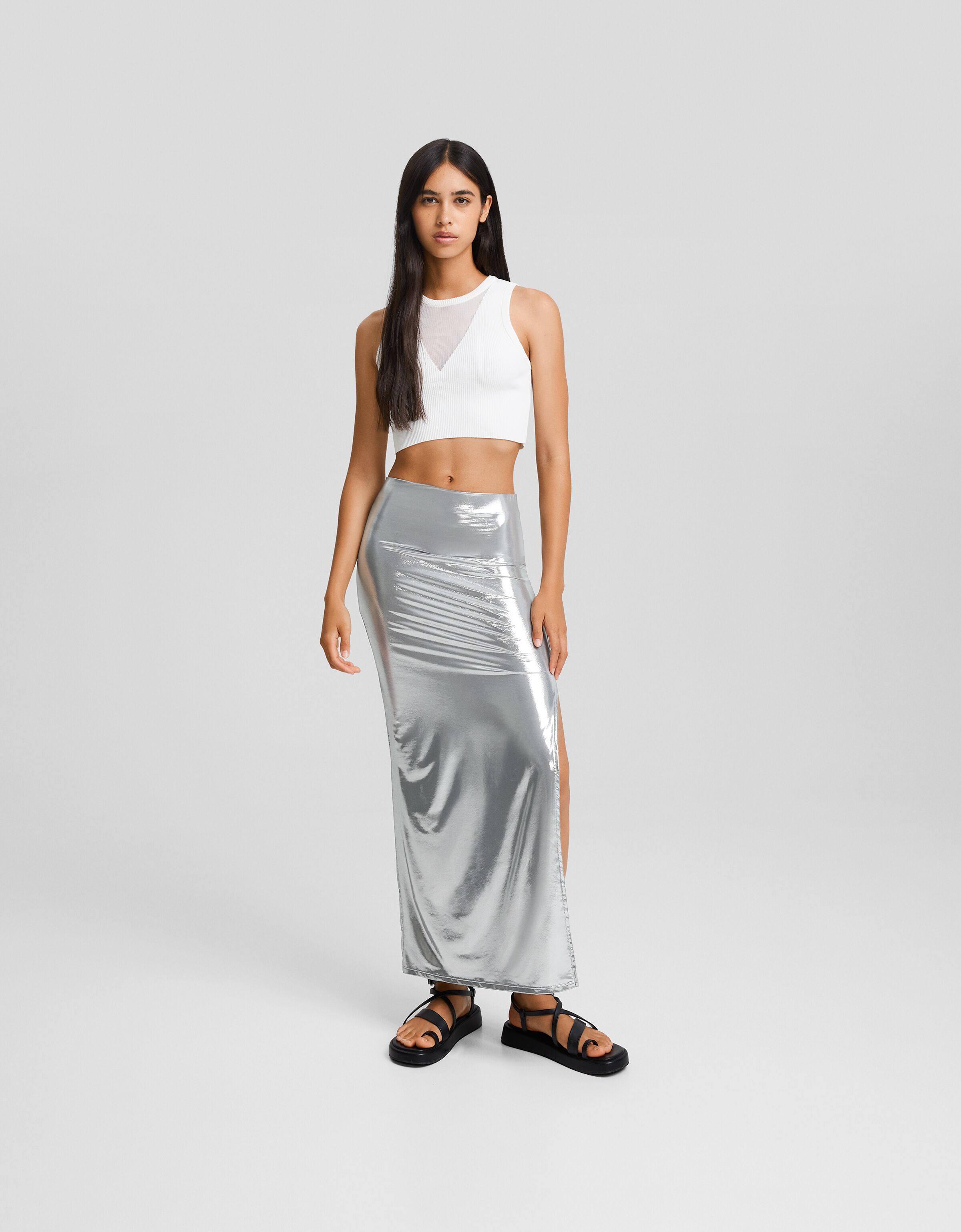 Metallic skirt shop and top