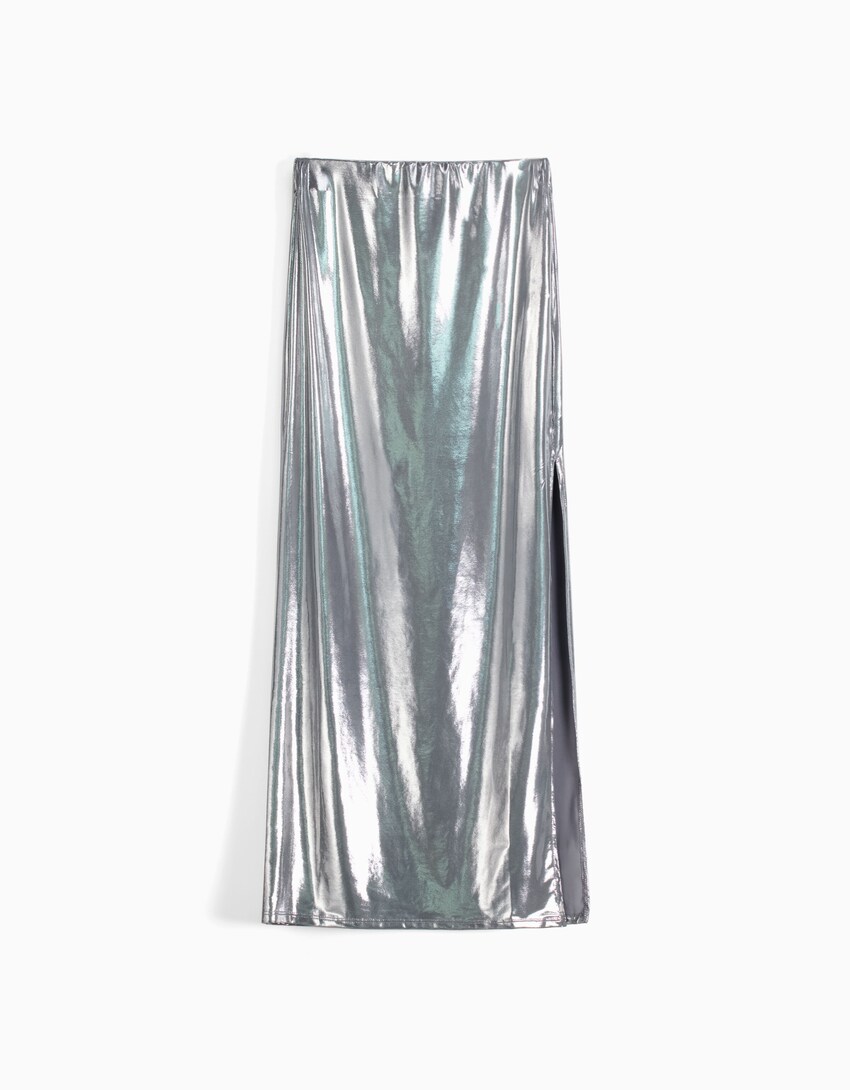 Long metallic skirt - Women | Bershka