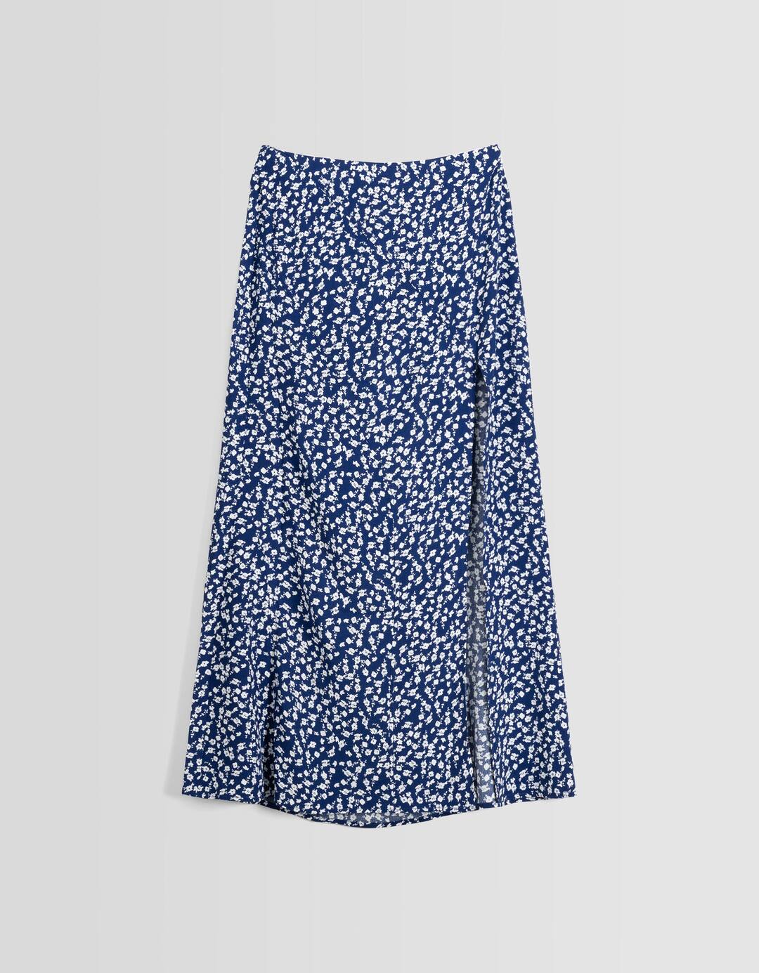 Floral print midi skirt with slit