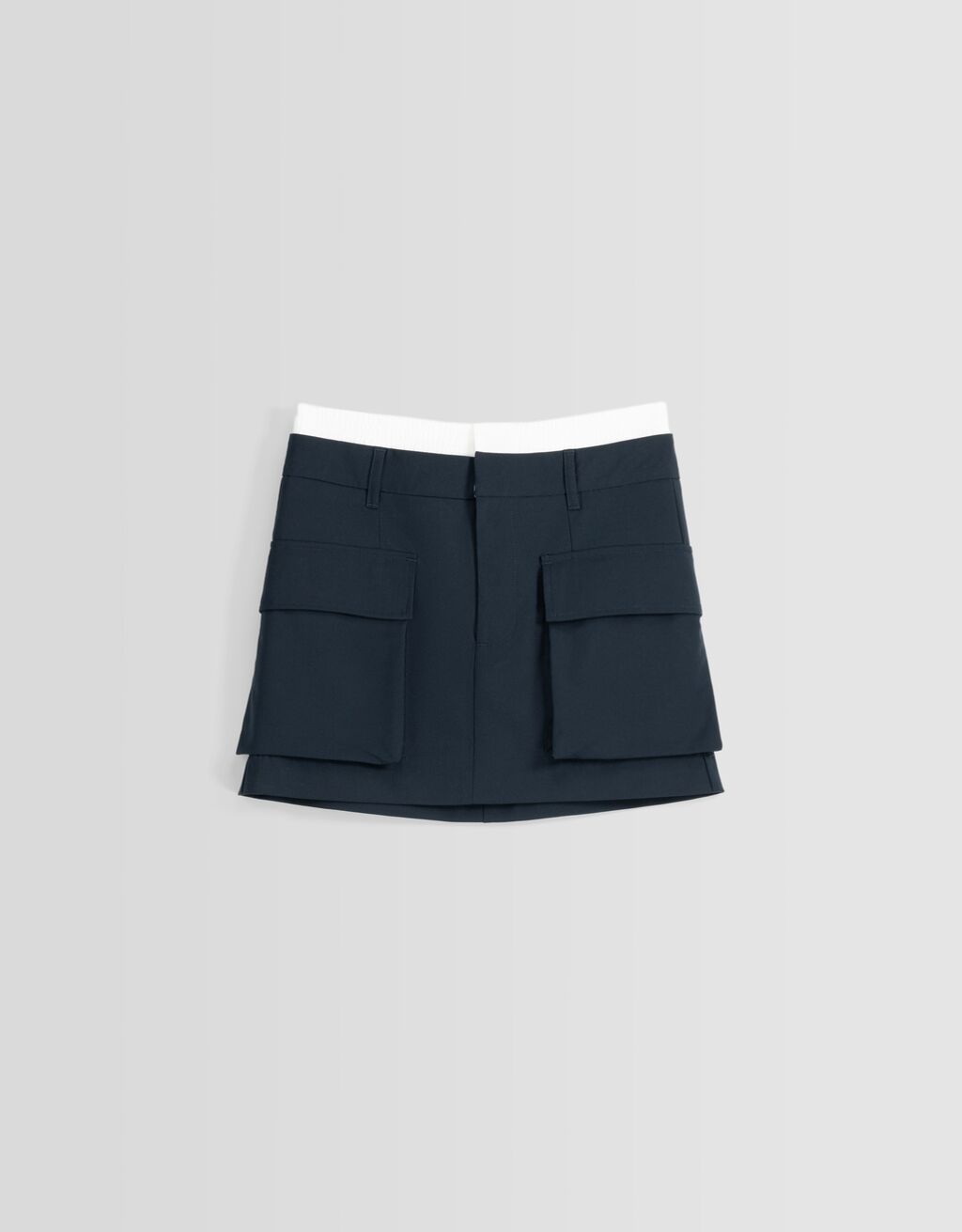 Cargo mini skirt with underwear waist-Navy-4