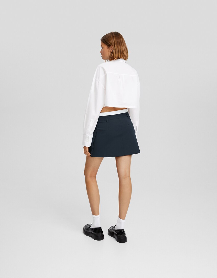 Falda mini cargo cintura underwear-Marino-2