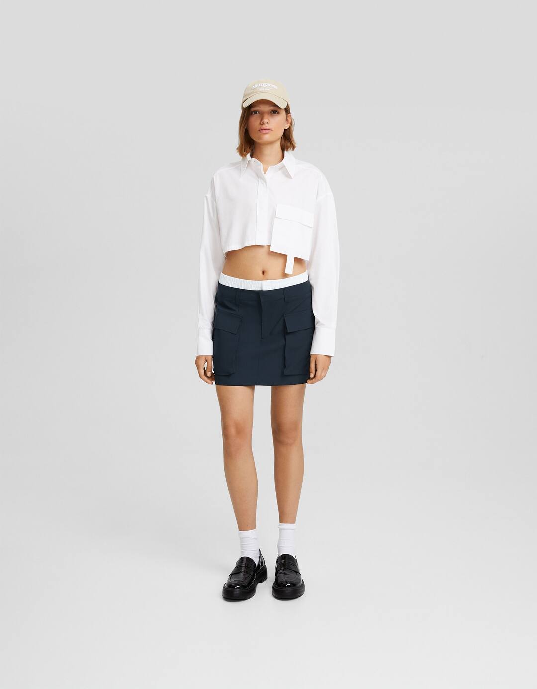 Cargo mini skirt with underwear waist