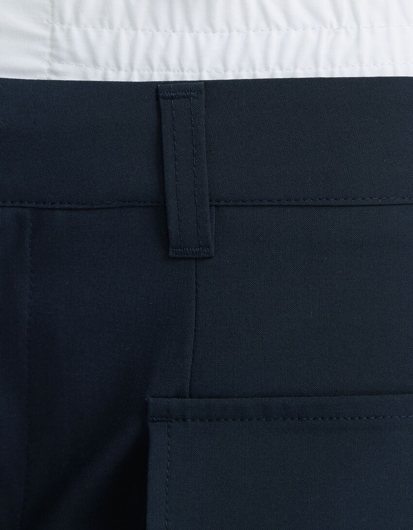 Cargo mini skirt with underwear waist-Navy-5