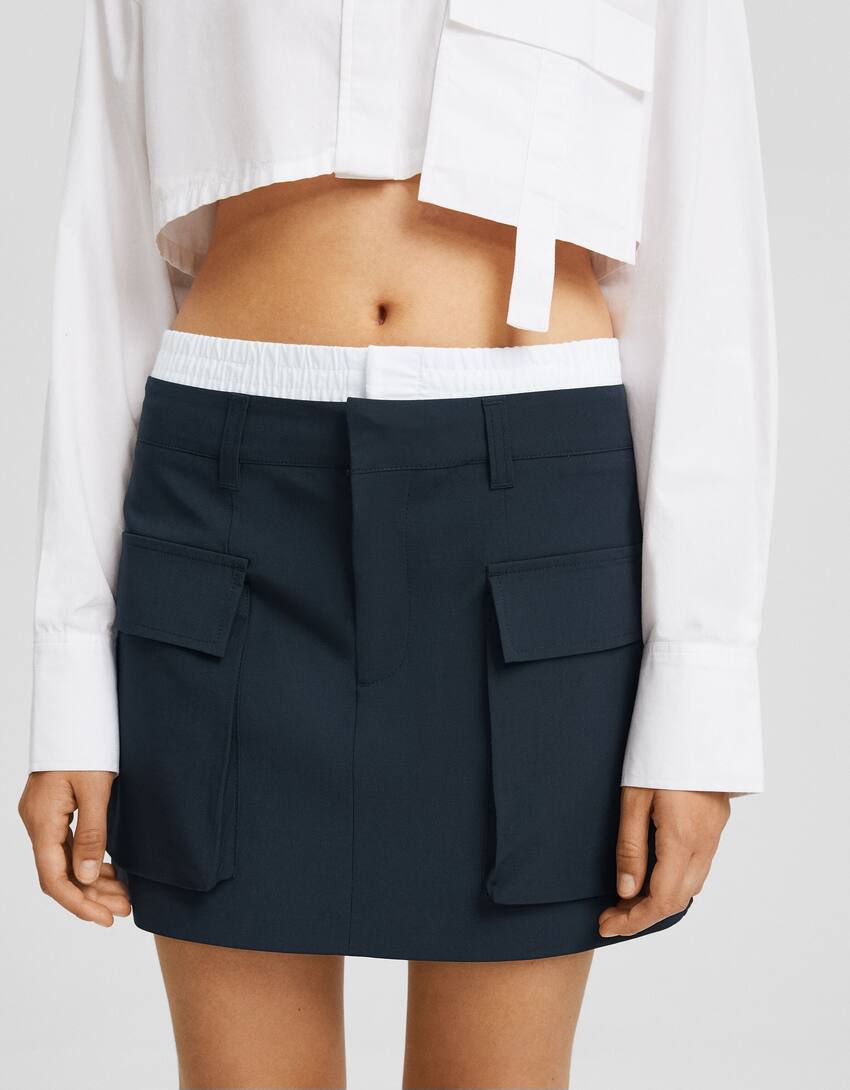 Cargo mini skirt with underwear waist - BSK Teen | Bershka