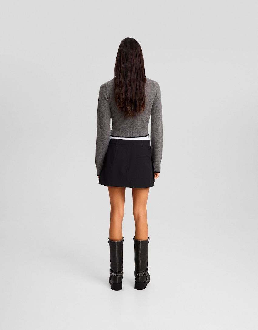 Falda mini cargo cintura underwear-Negro-1