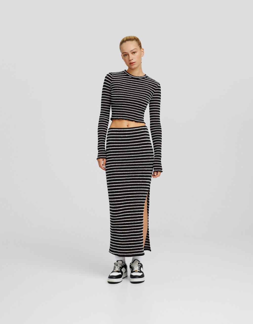 Striped rib knit skirt hotsell