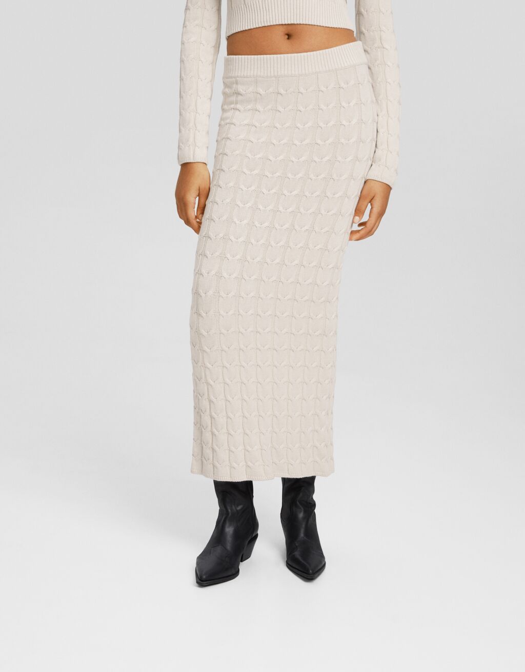 Cableknit midi skirt Women Bershka