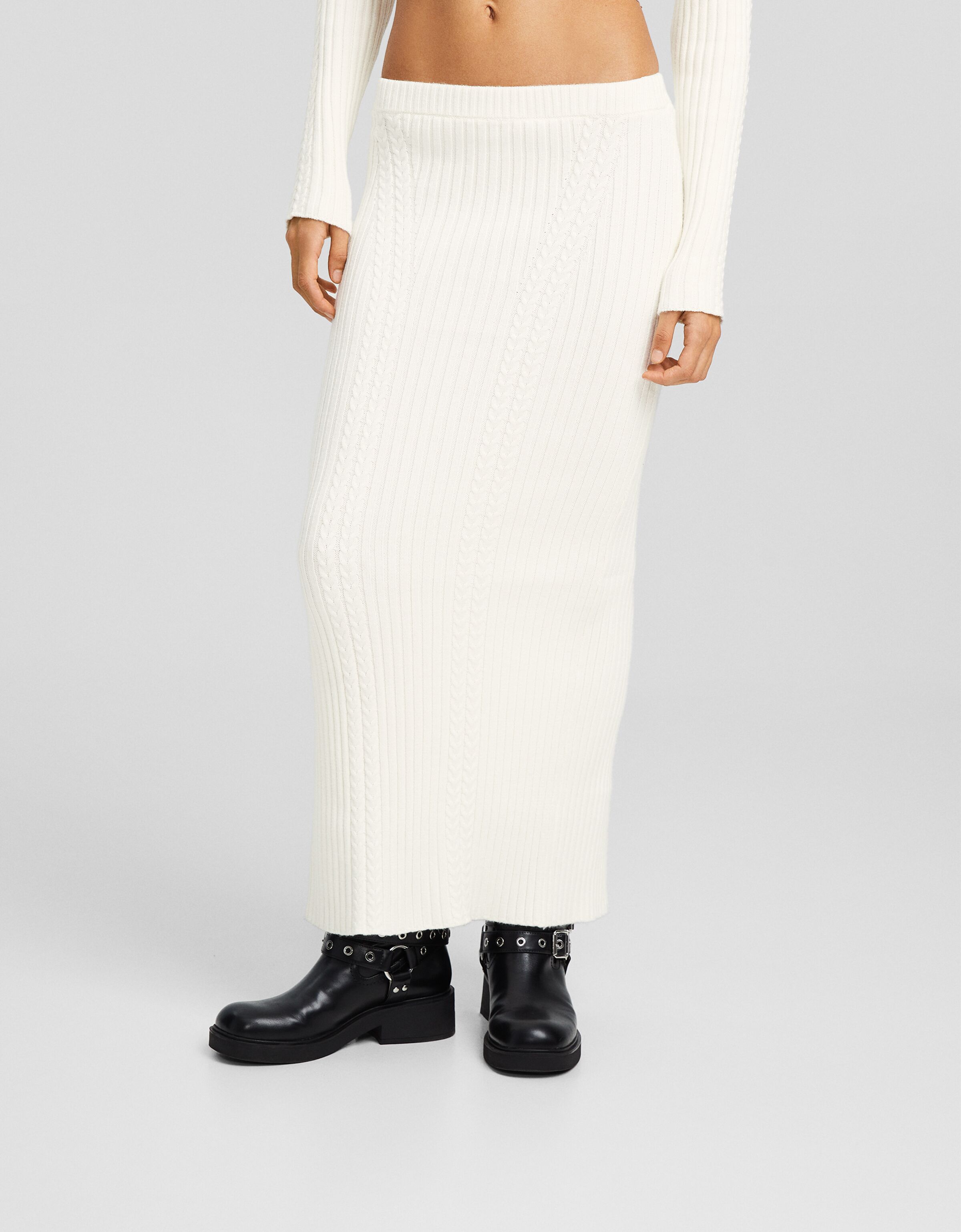 Laurena knit hotsell midi skirt white